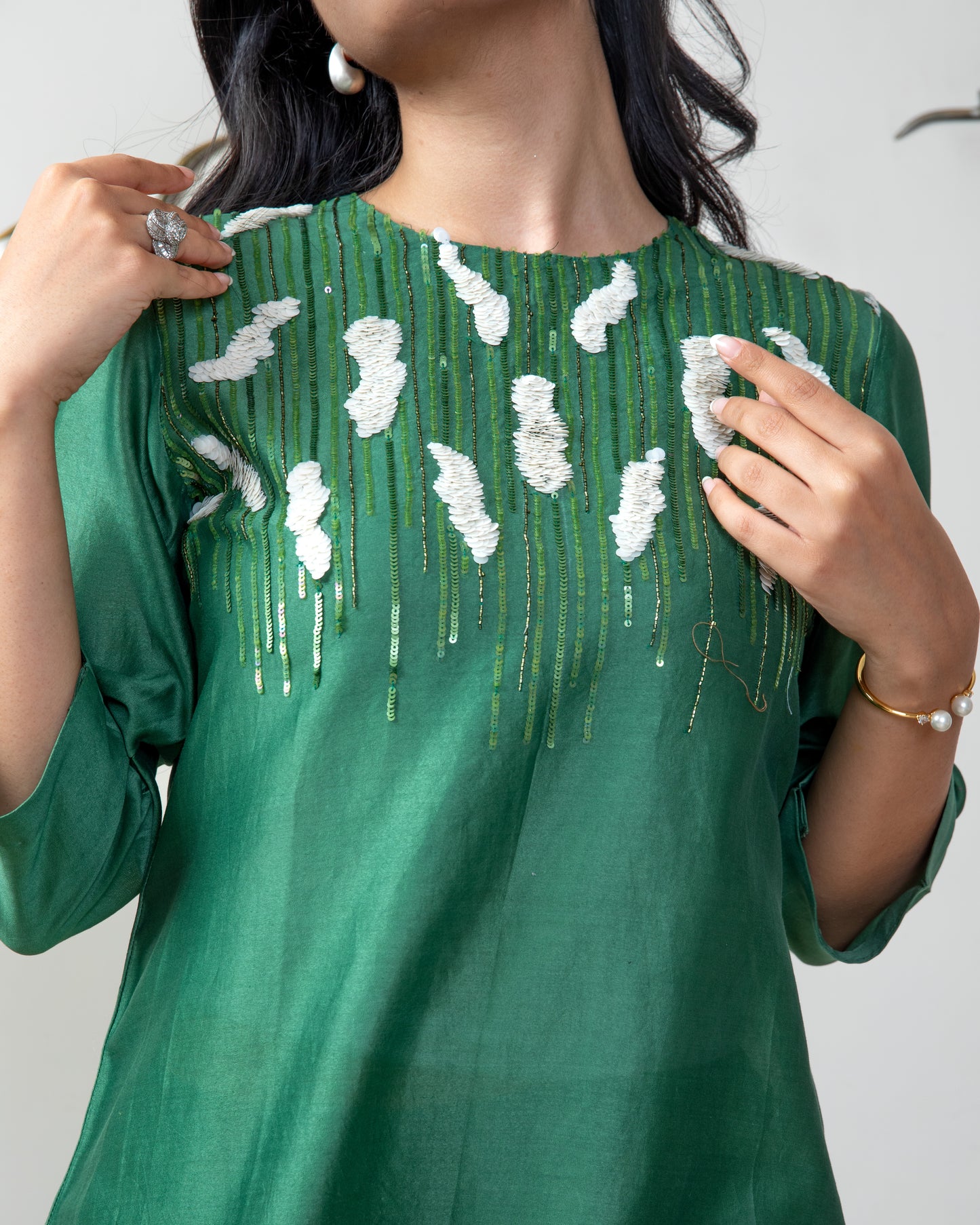 Leaf green chanderi silk co-ord set