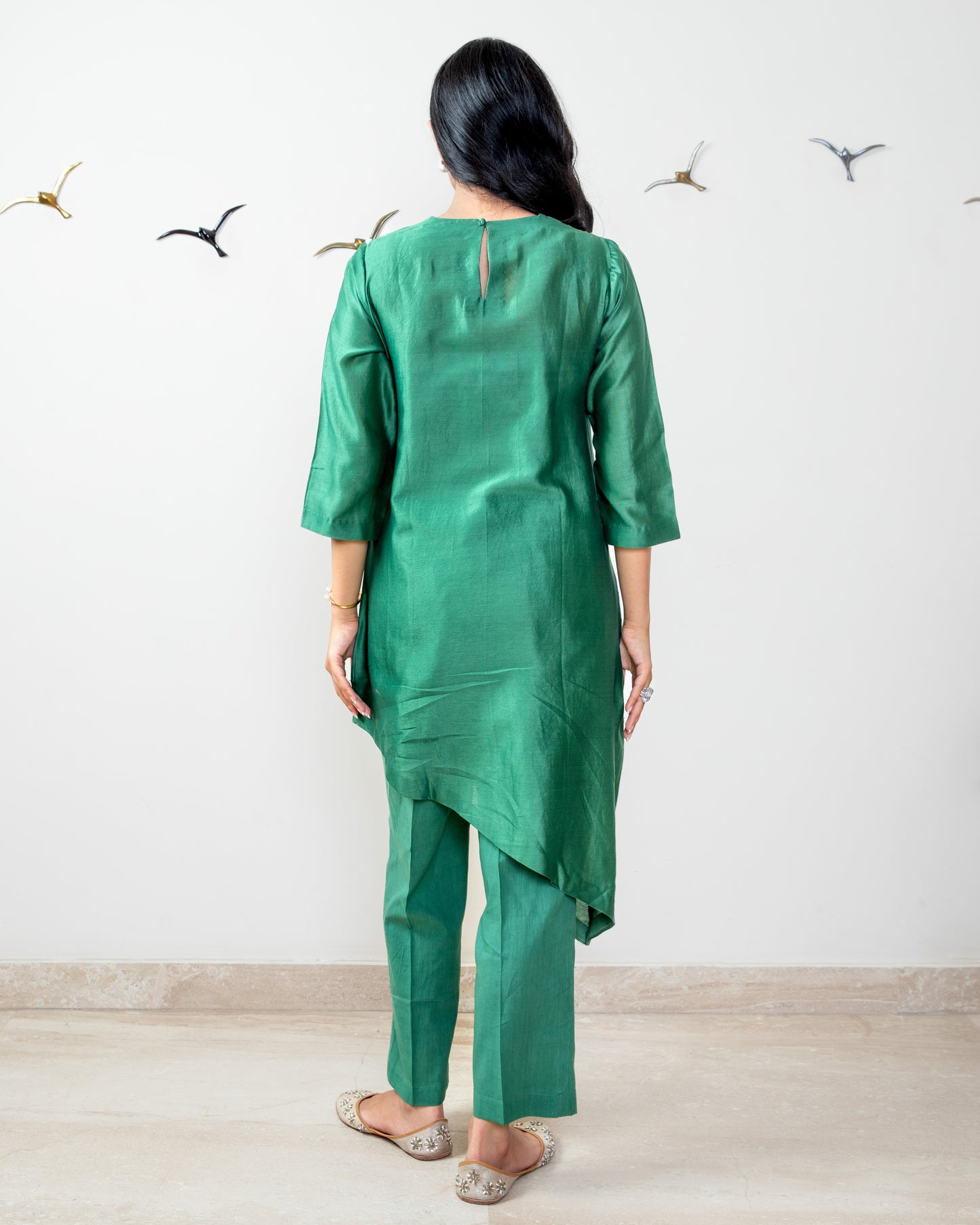 Leaf green chanderi silk co-ord set