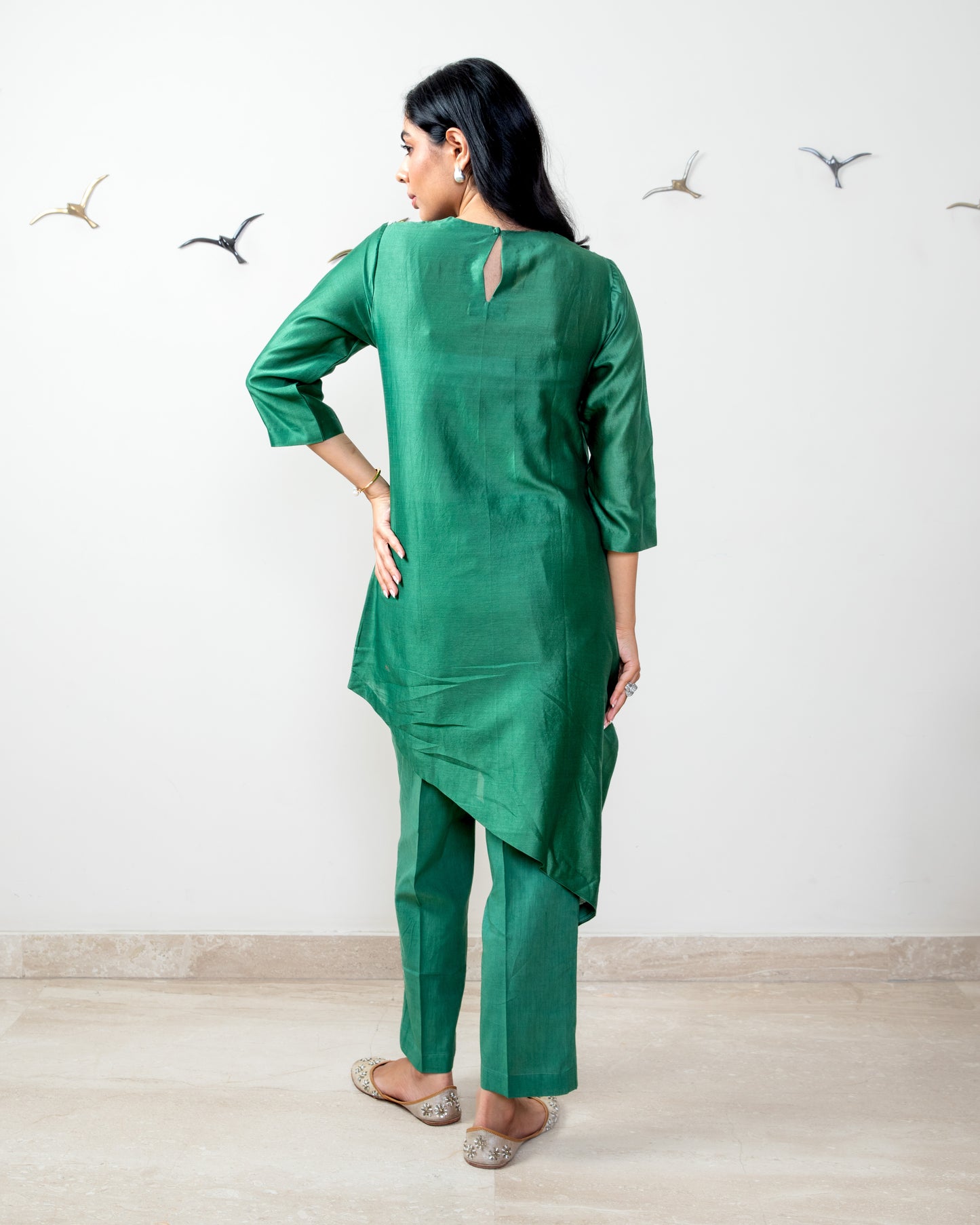Leaf green chanderi silk co-ord set