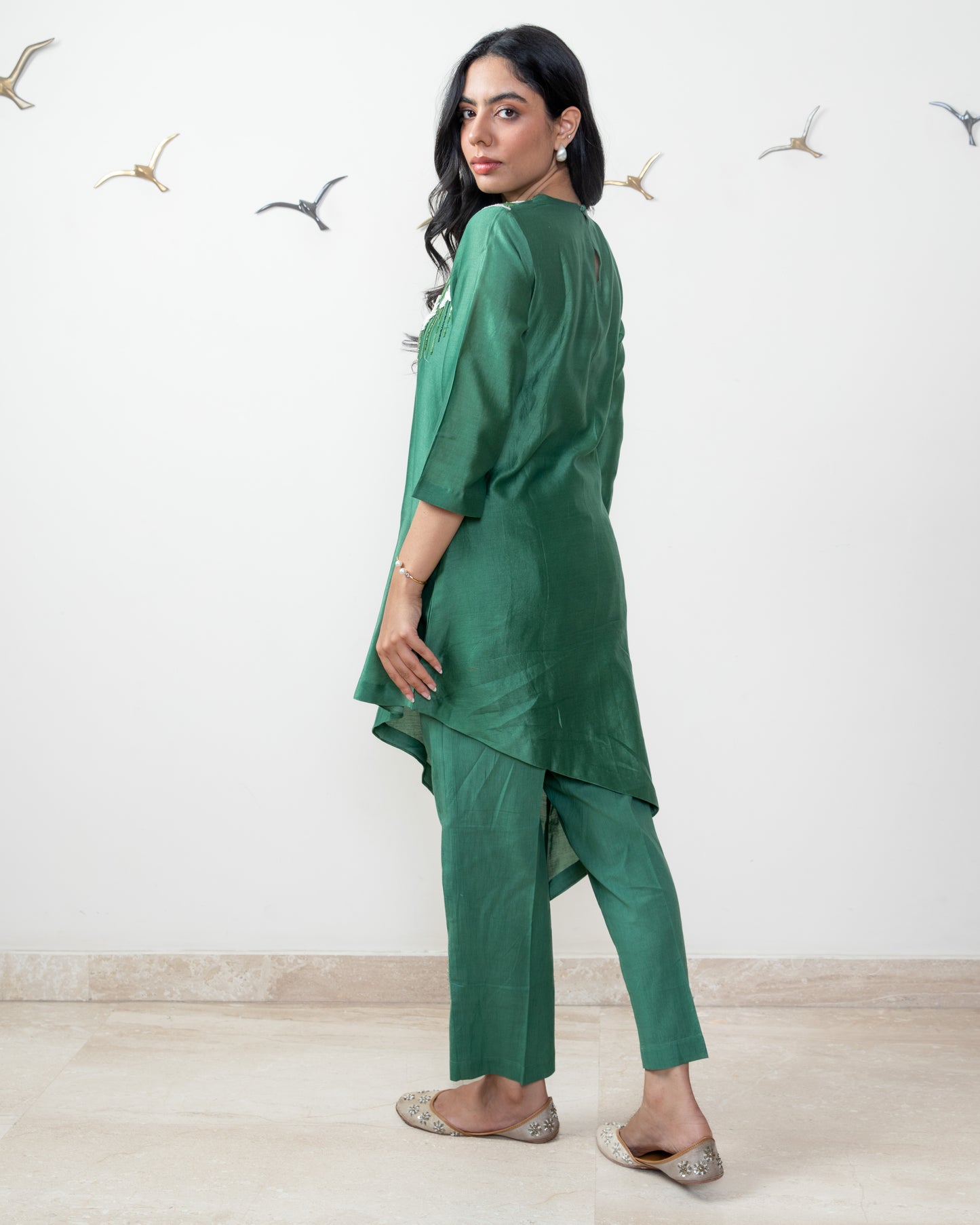 Leaf green chanderi silk co-ord set
