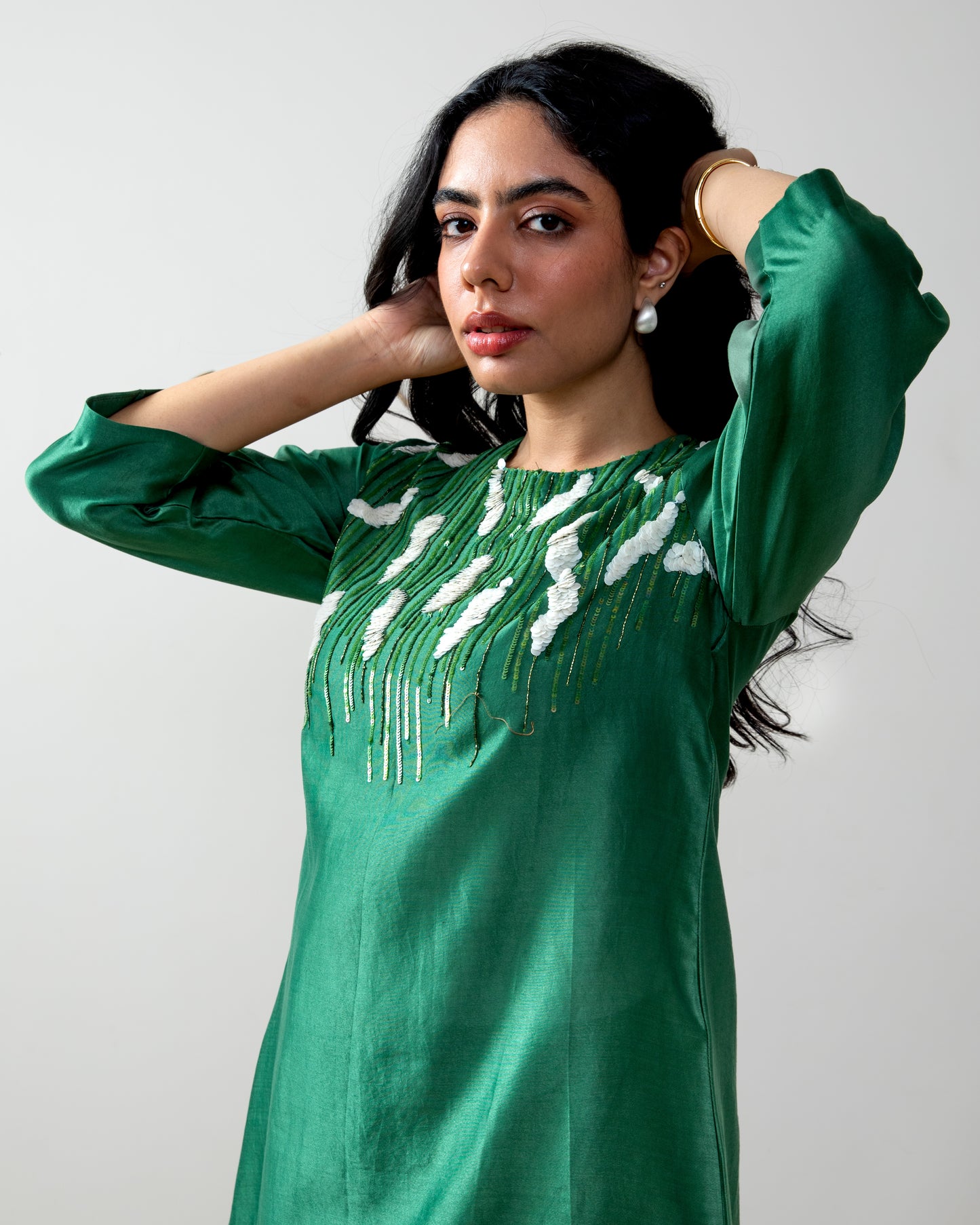 Leaf green chanderi silk co-ord set