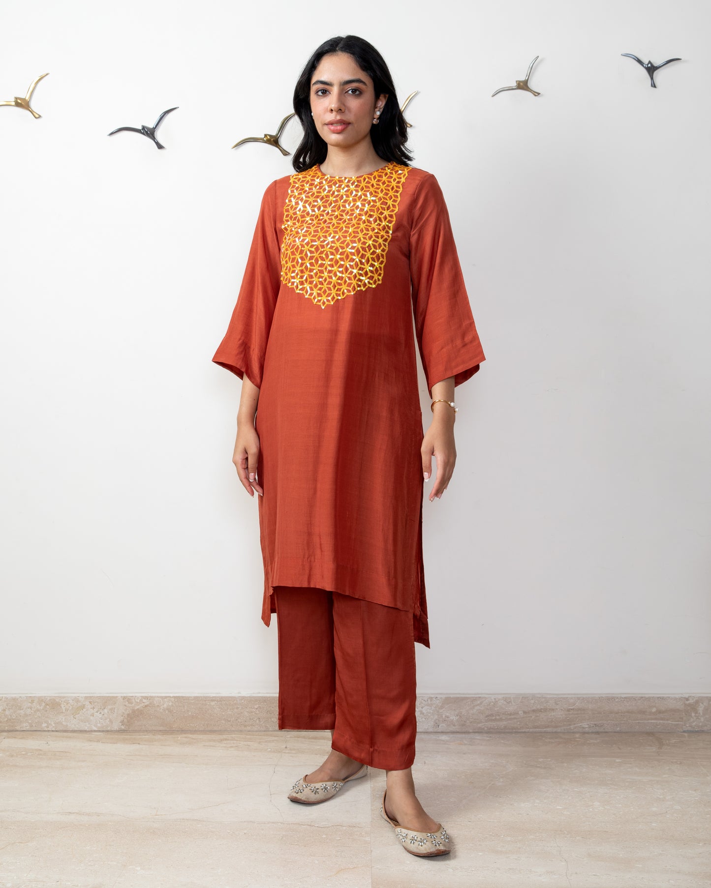 Noor rust tunic set