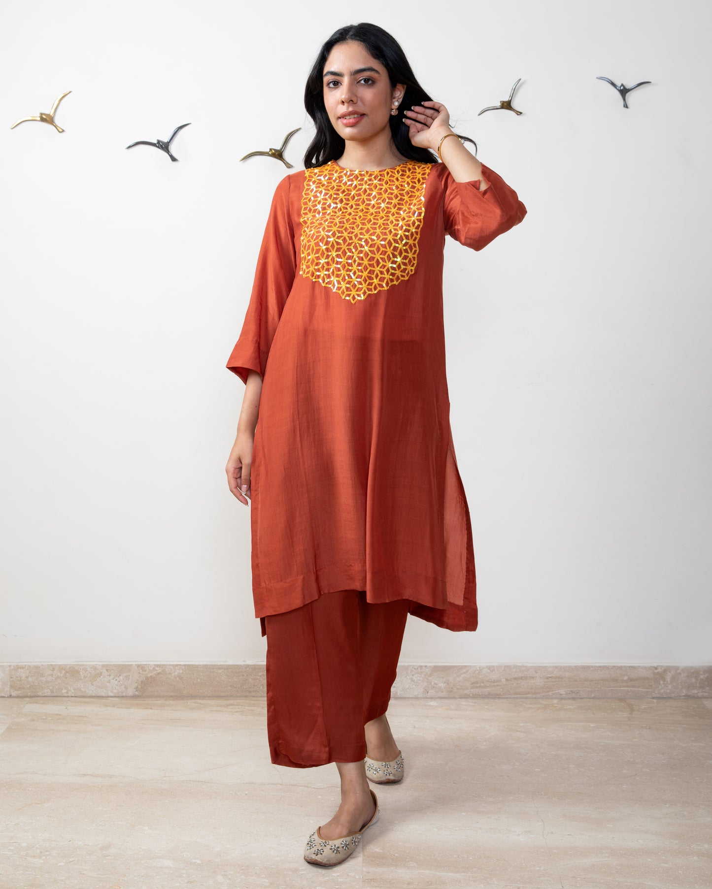 Noor rust tunic set