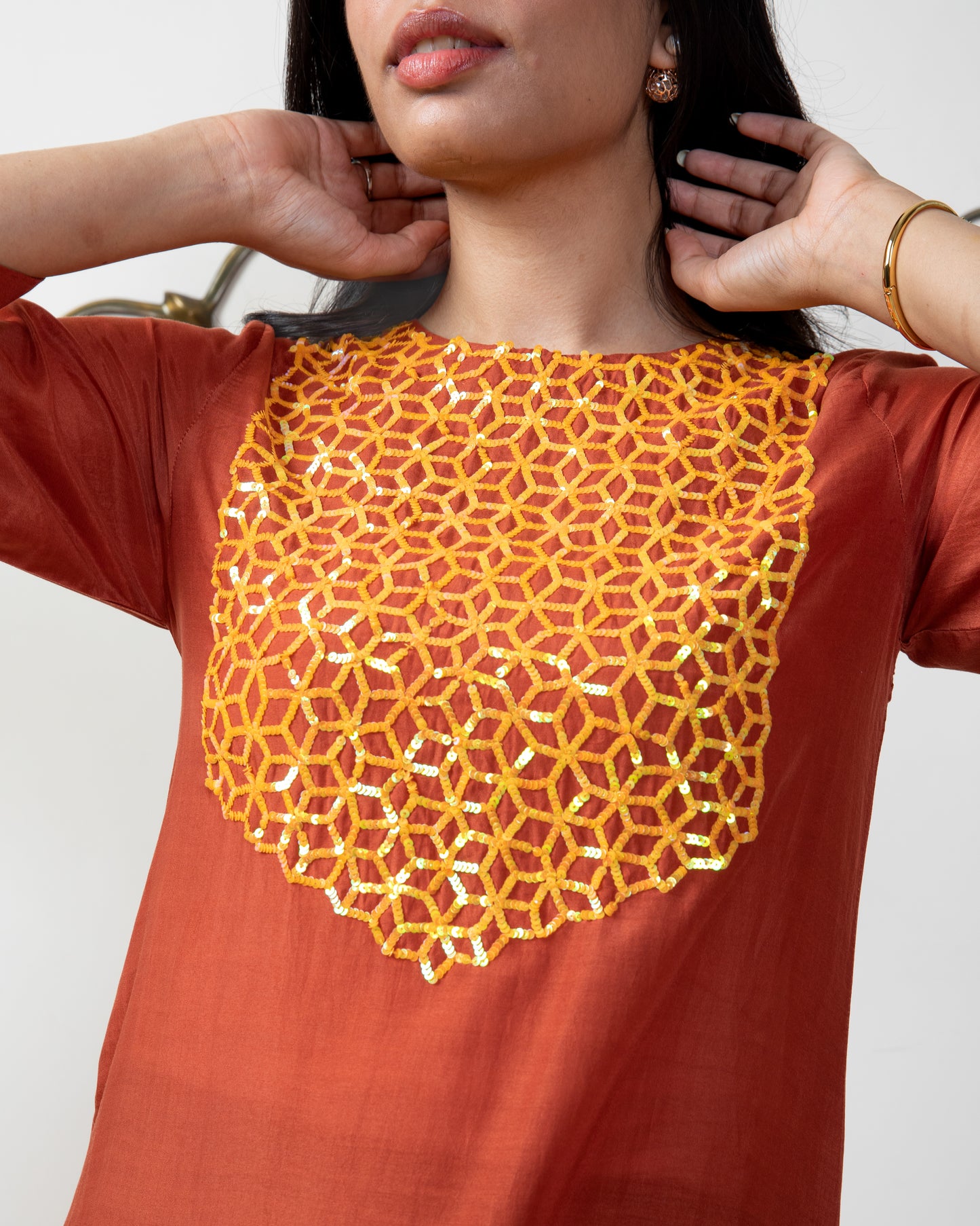 Noor rust tunic set