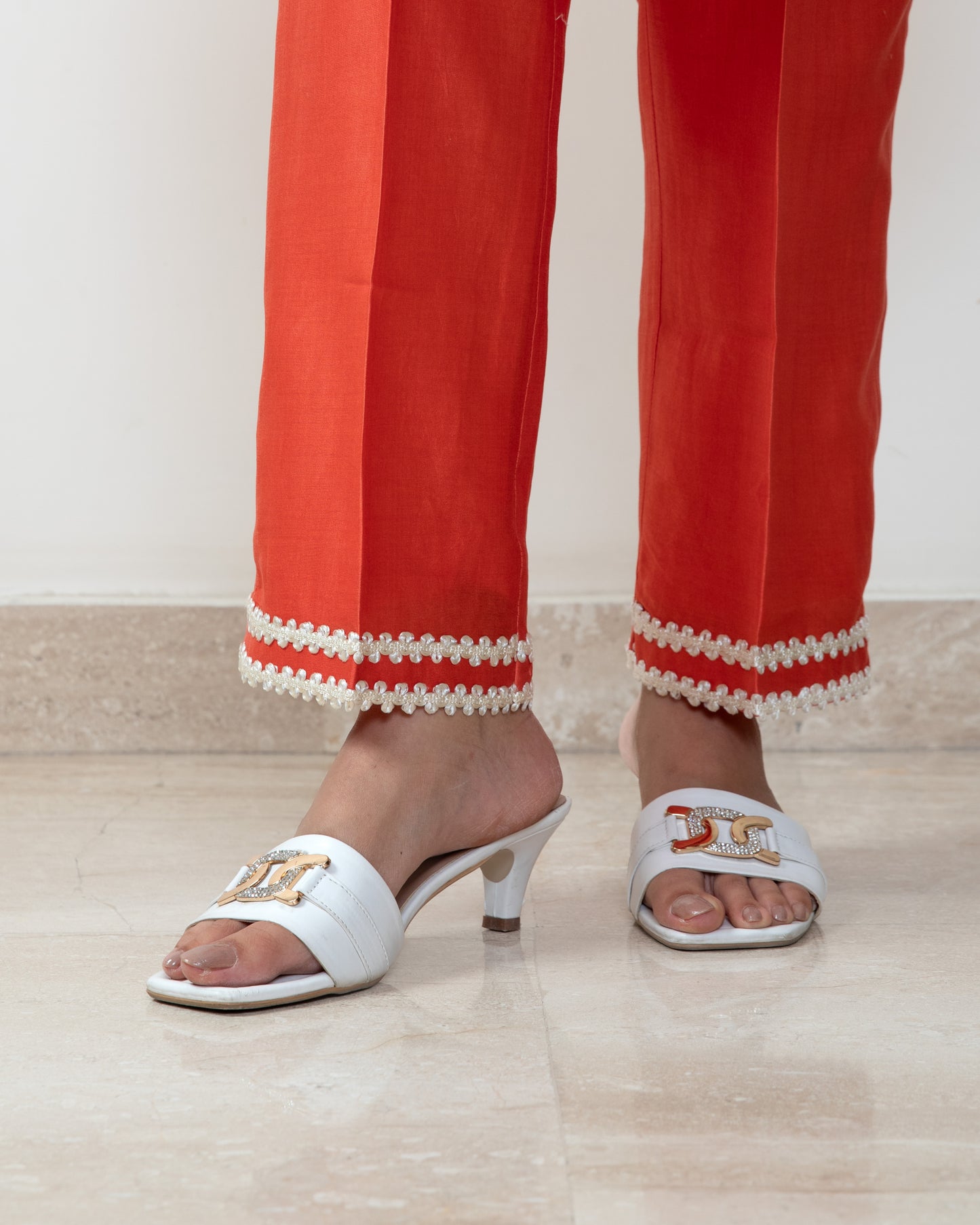 Elegant Coral Tunic Set