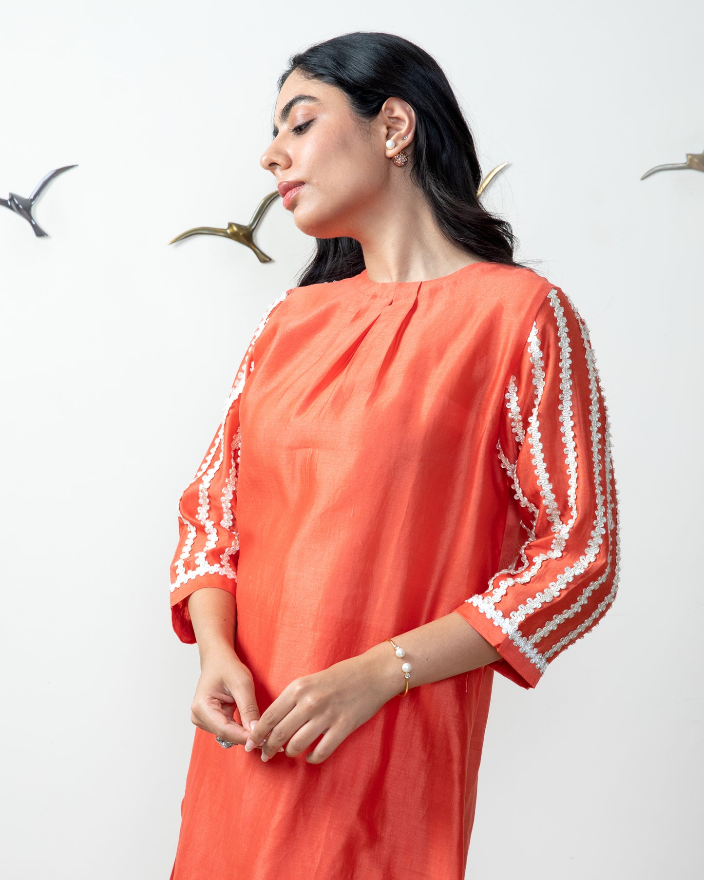 Elegant Coral Tunic Set