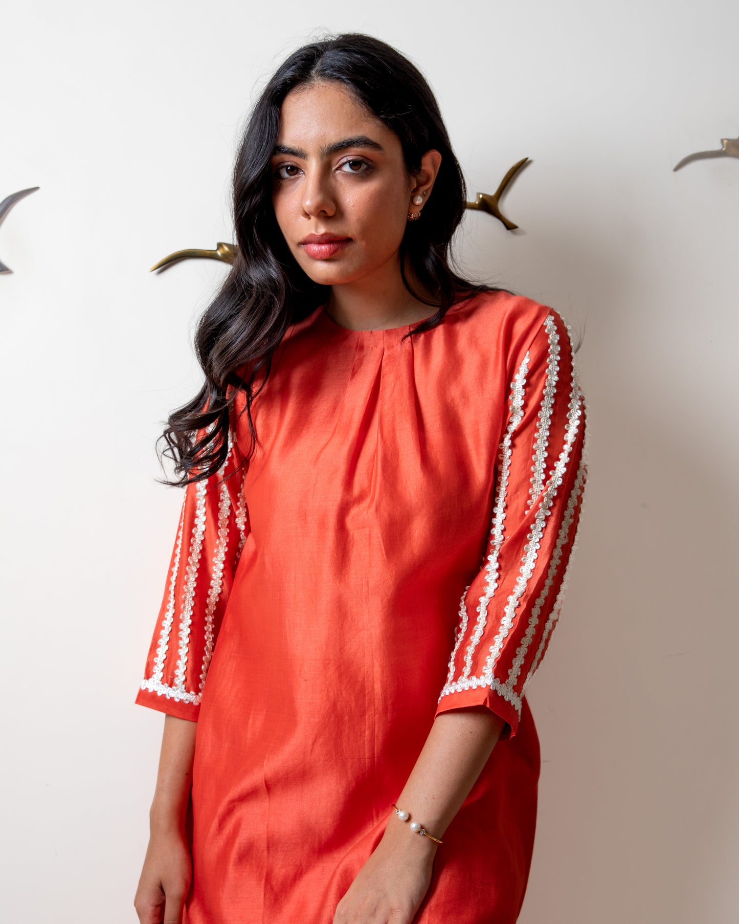 Elegant Coral Tunic Set