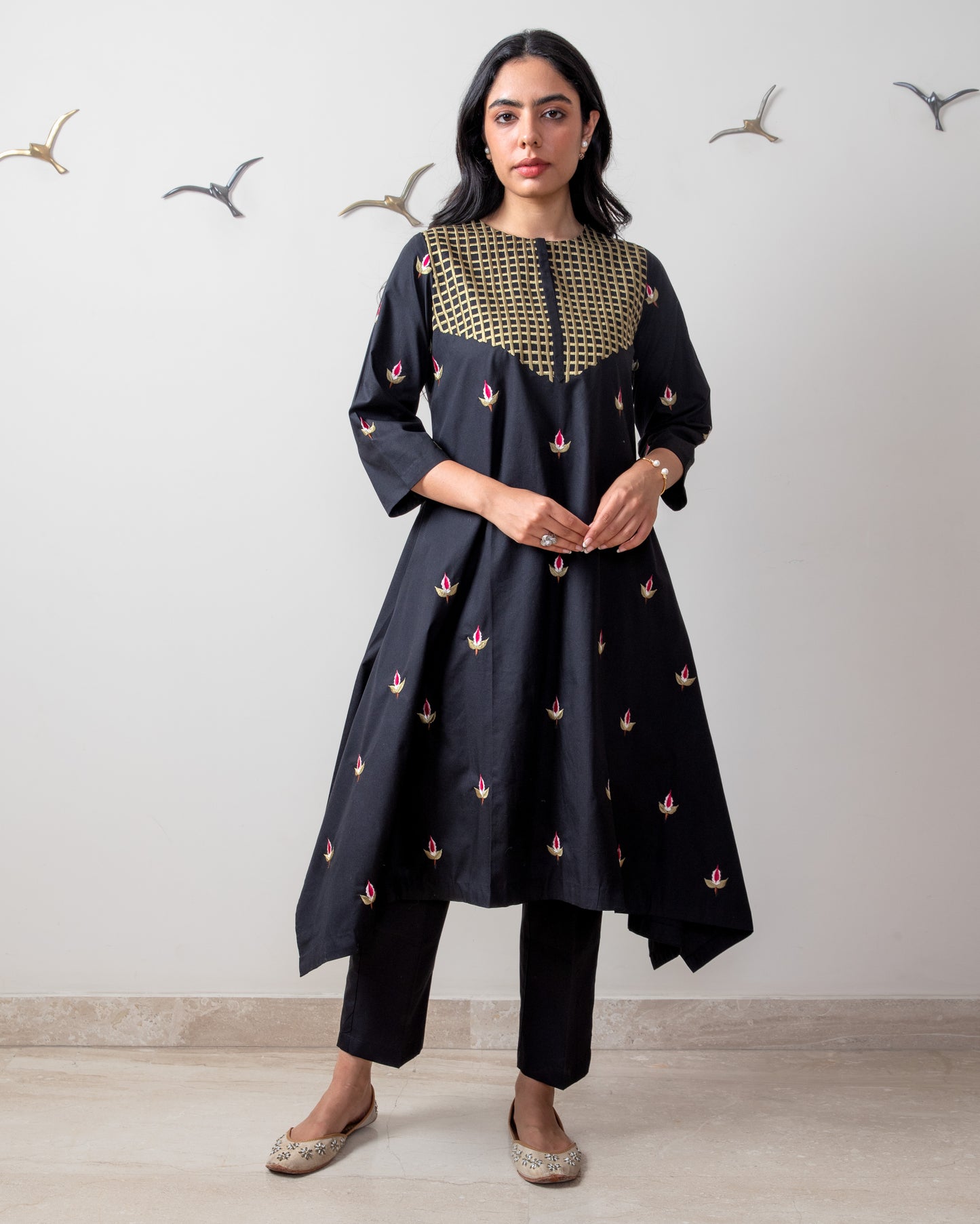 Black popolin tunic set