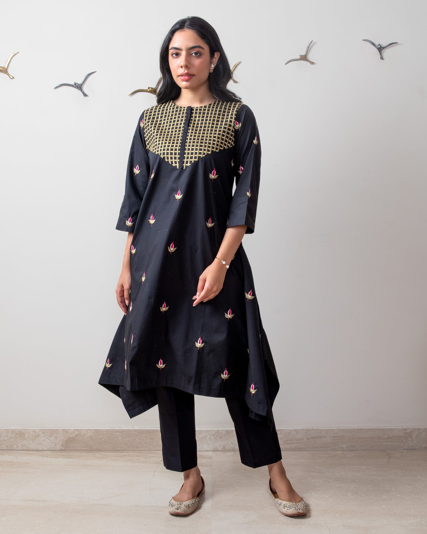 Black popolin tunic set