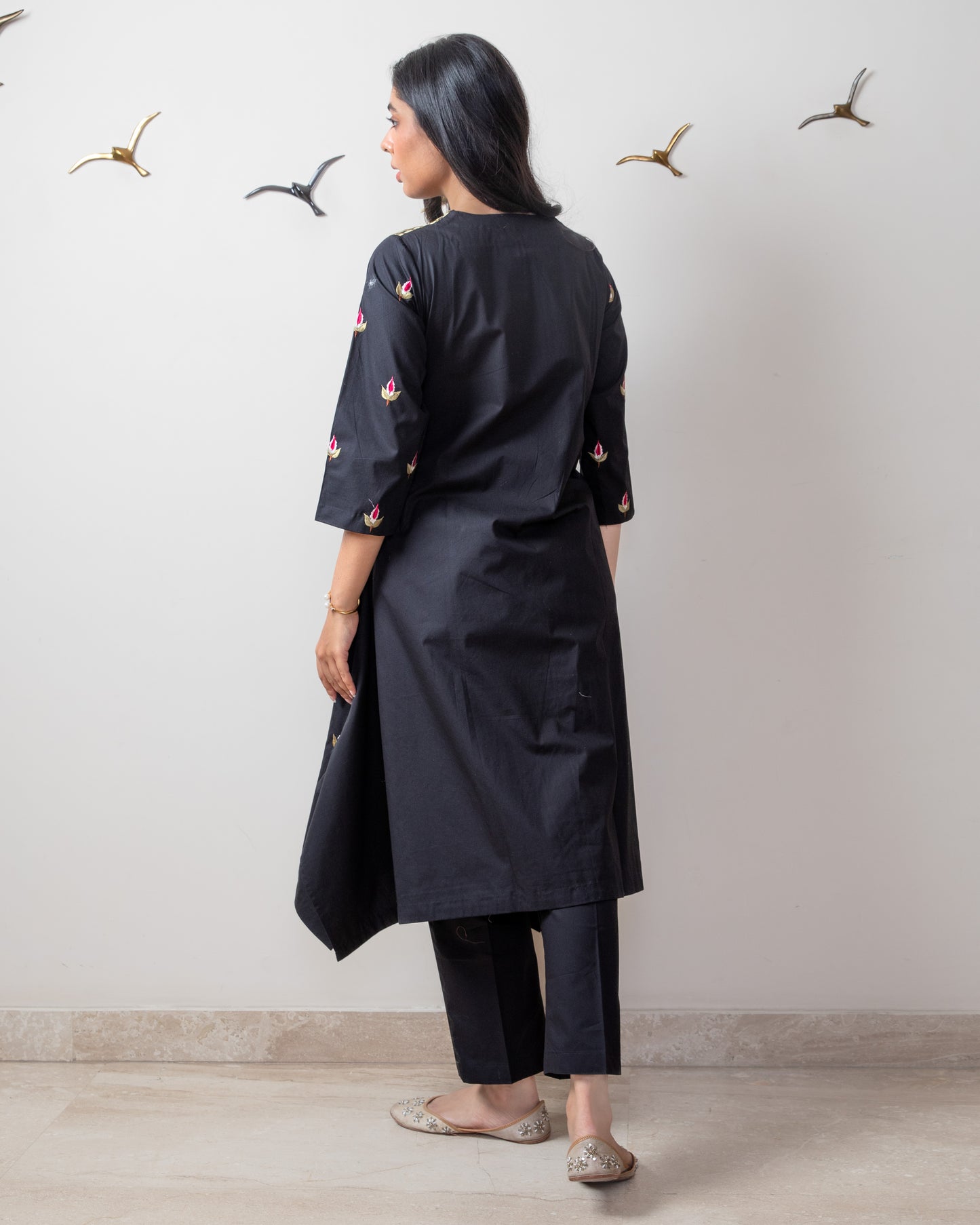 Black popolin tunic set