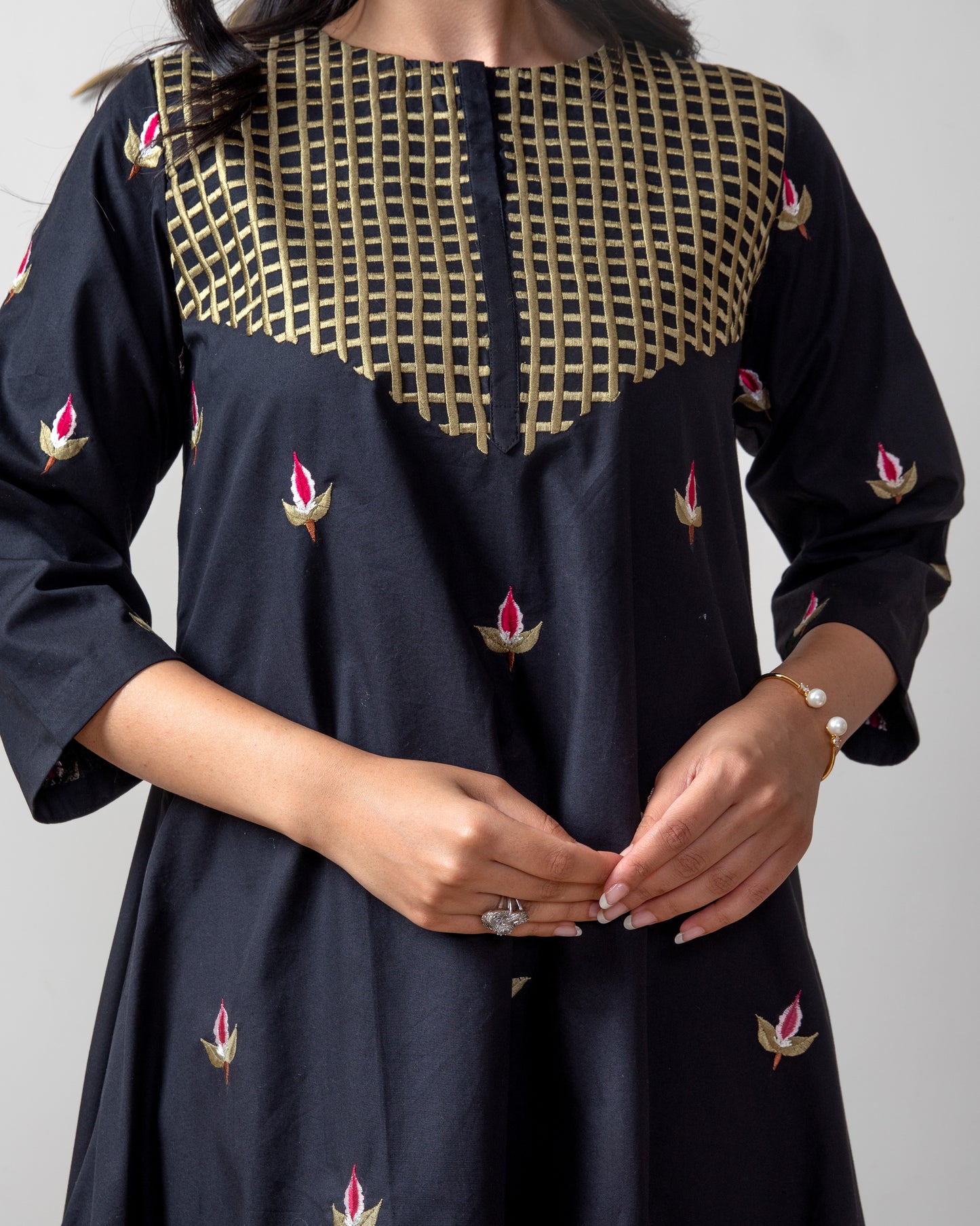 Black popolin tunic set