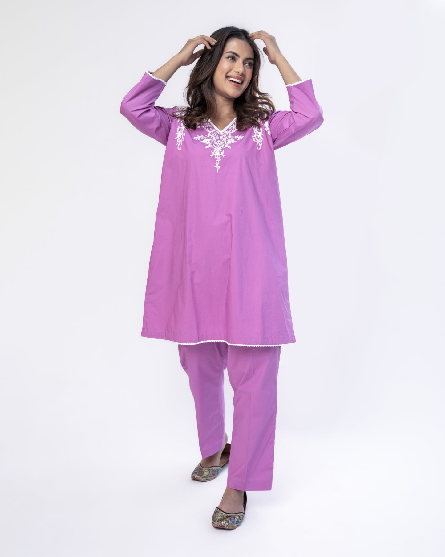 Onion Pink Poplin Tunic Set