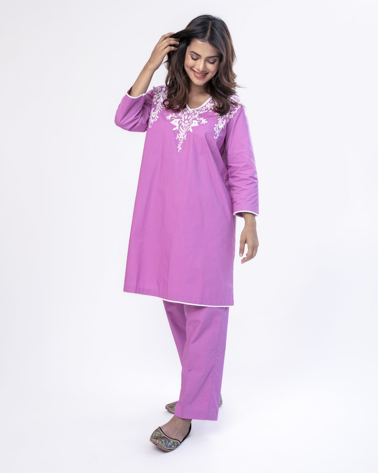 Onion Pink Poplin Tunic Set