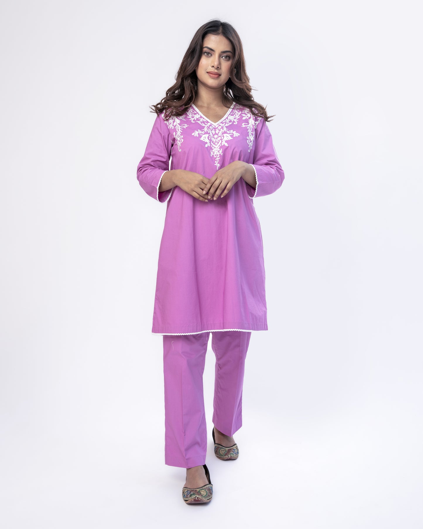 Onion Pink Poplin Tunic Set