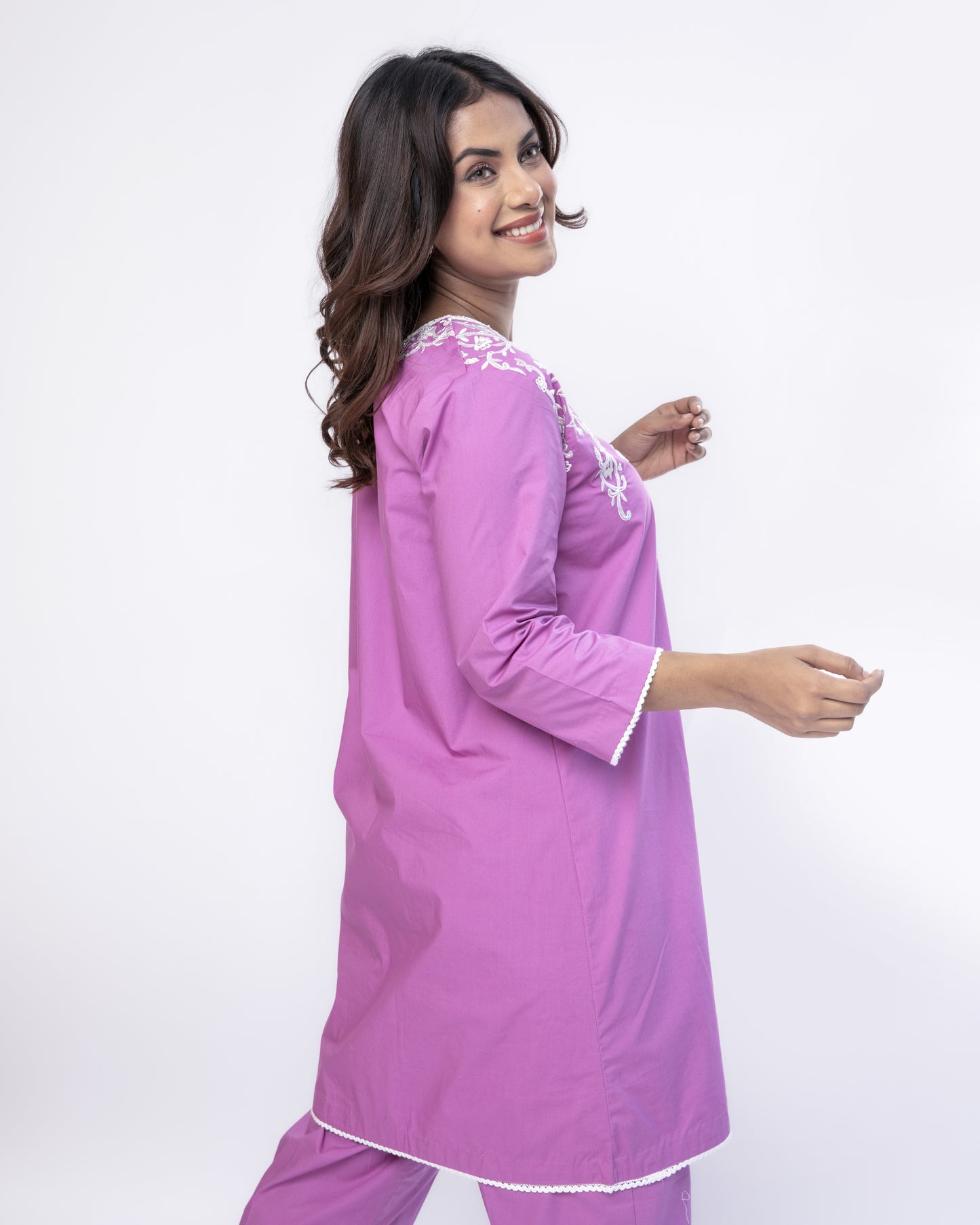 Onion Pink Poplin Tunic Set