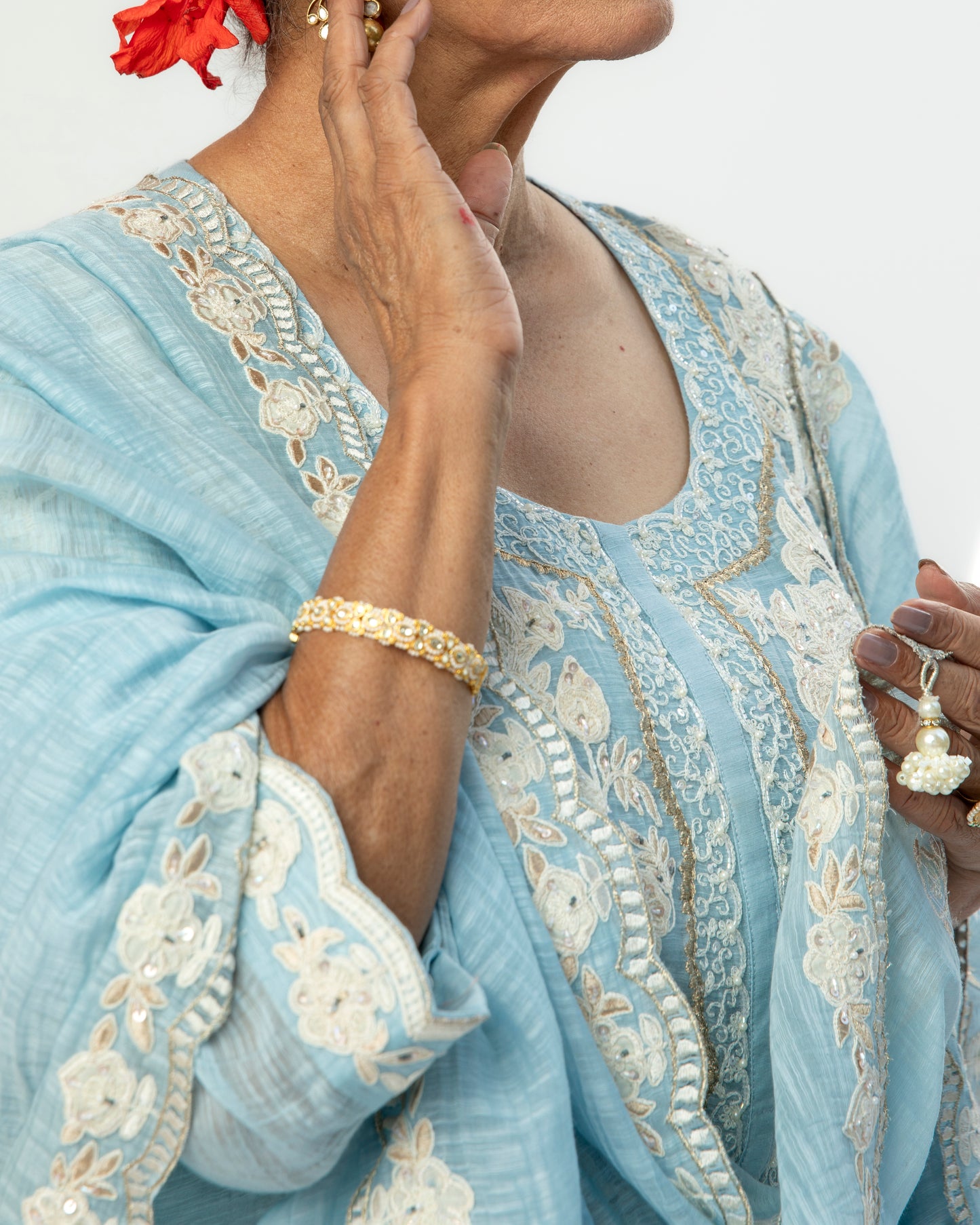 Baby Blue Embroidered Kurta Set