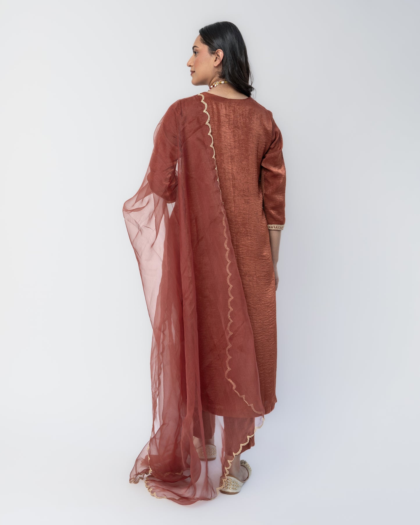 Sandwash Satin Rust Tunic Set