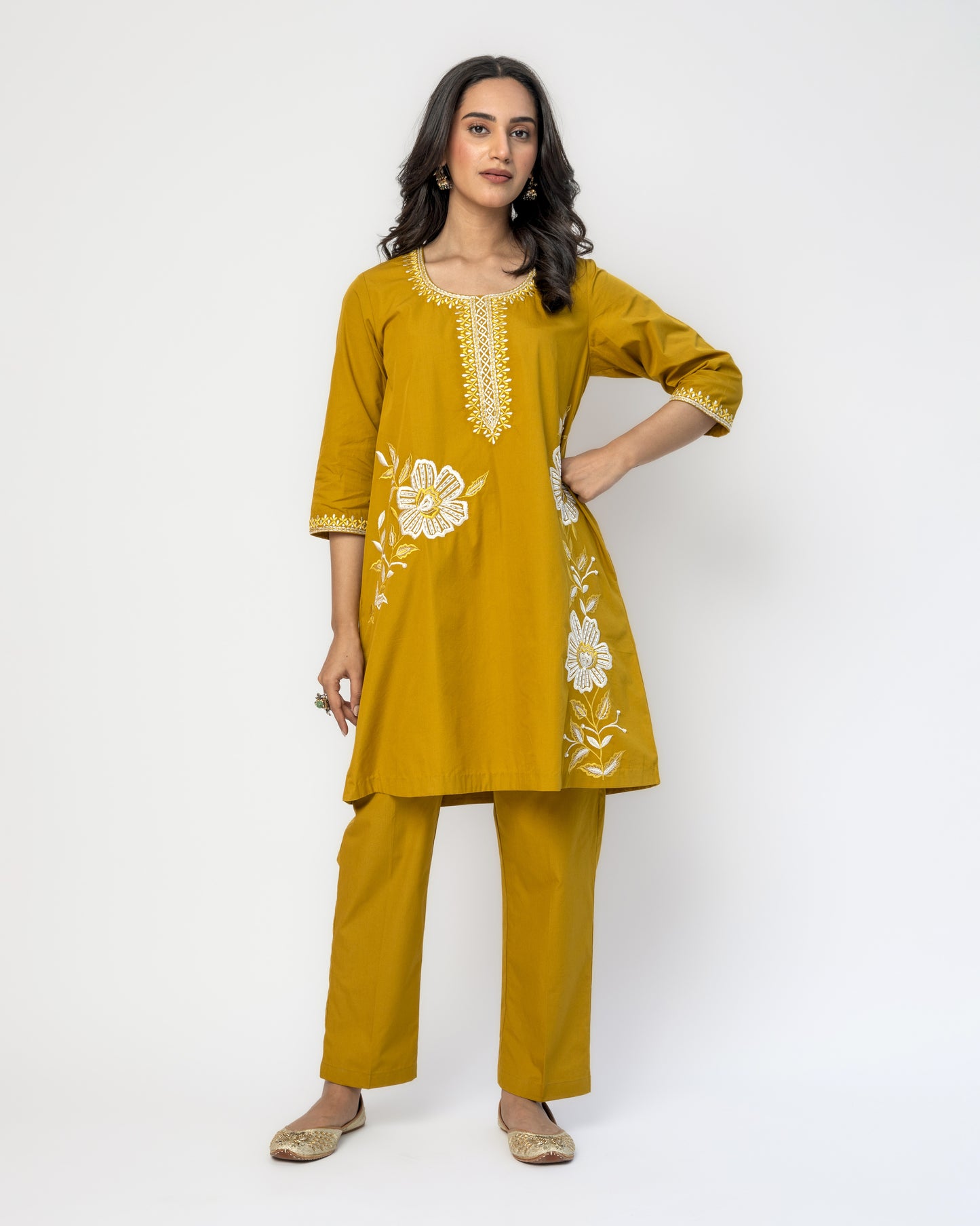 Mustard Poplin Tunic Set