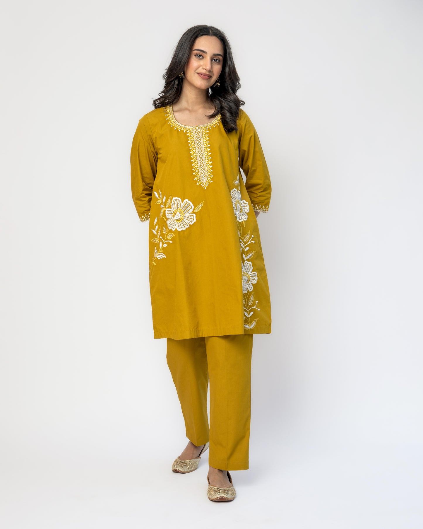 Mustard Poplin Tunic Set
