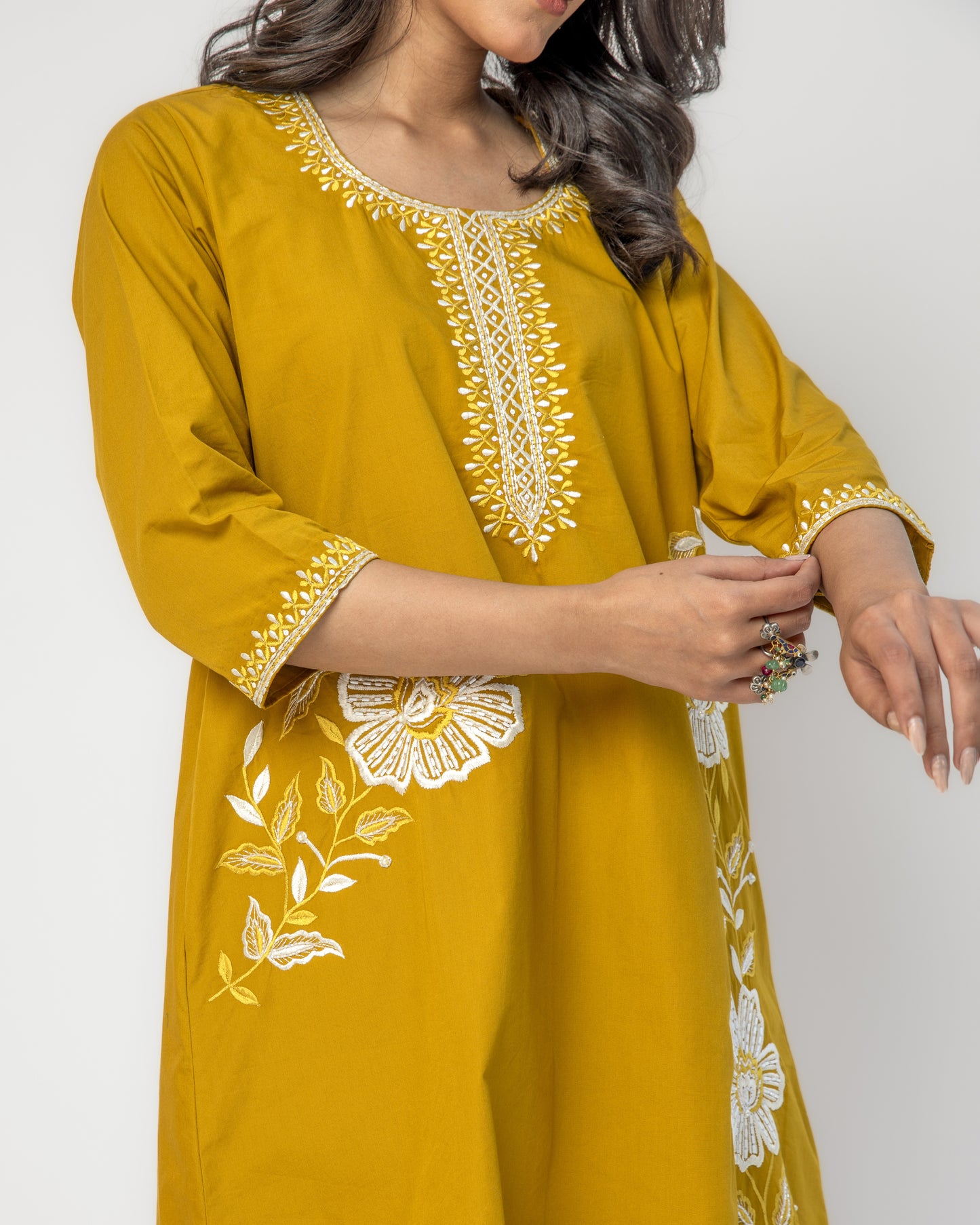 Mustard Poplin Tunic Set