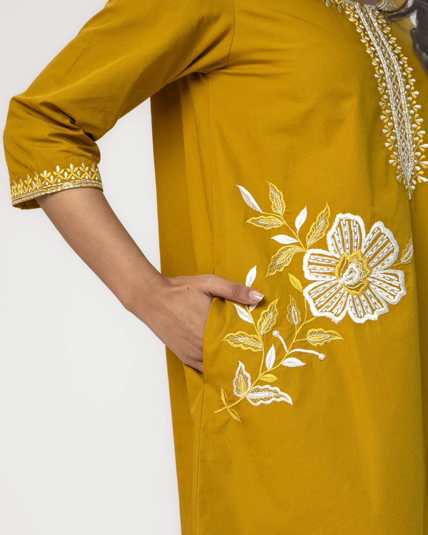 Mustard Poplin Tunic Set