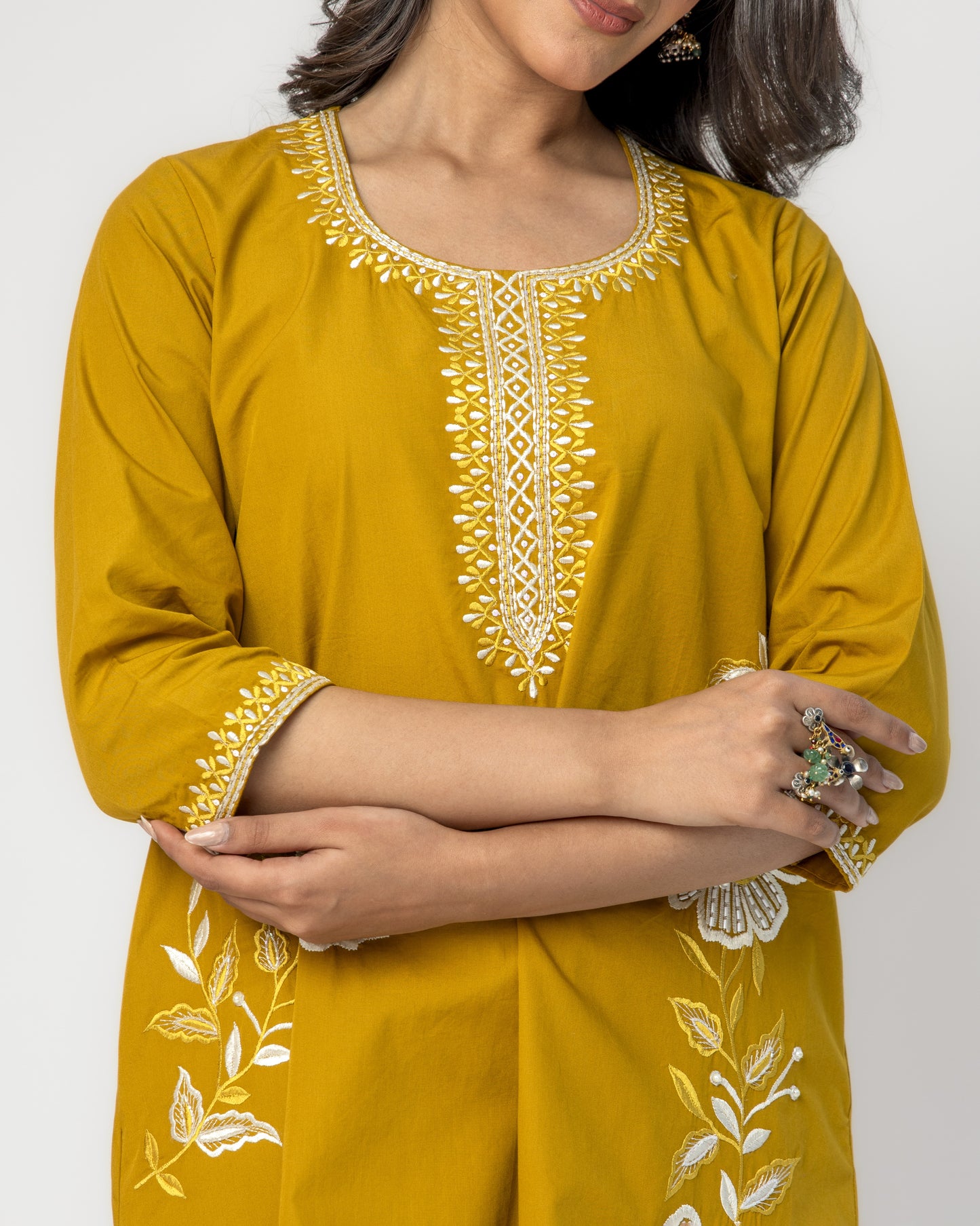 Mustard Poplin Tunic Set