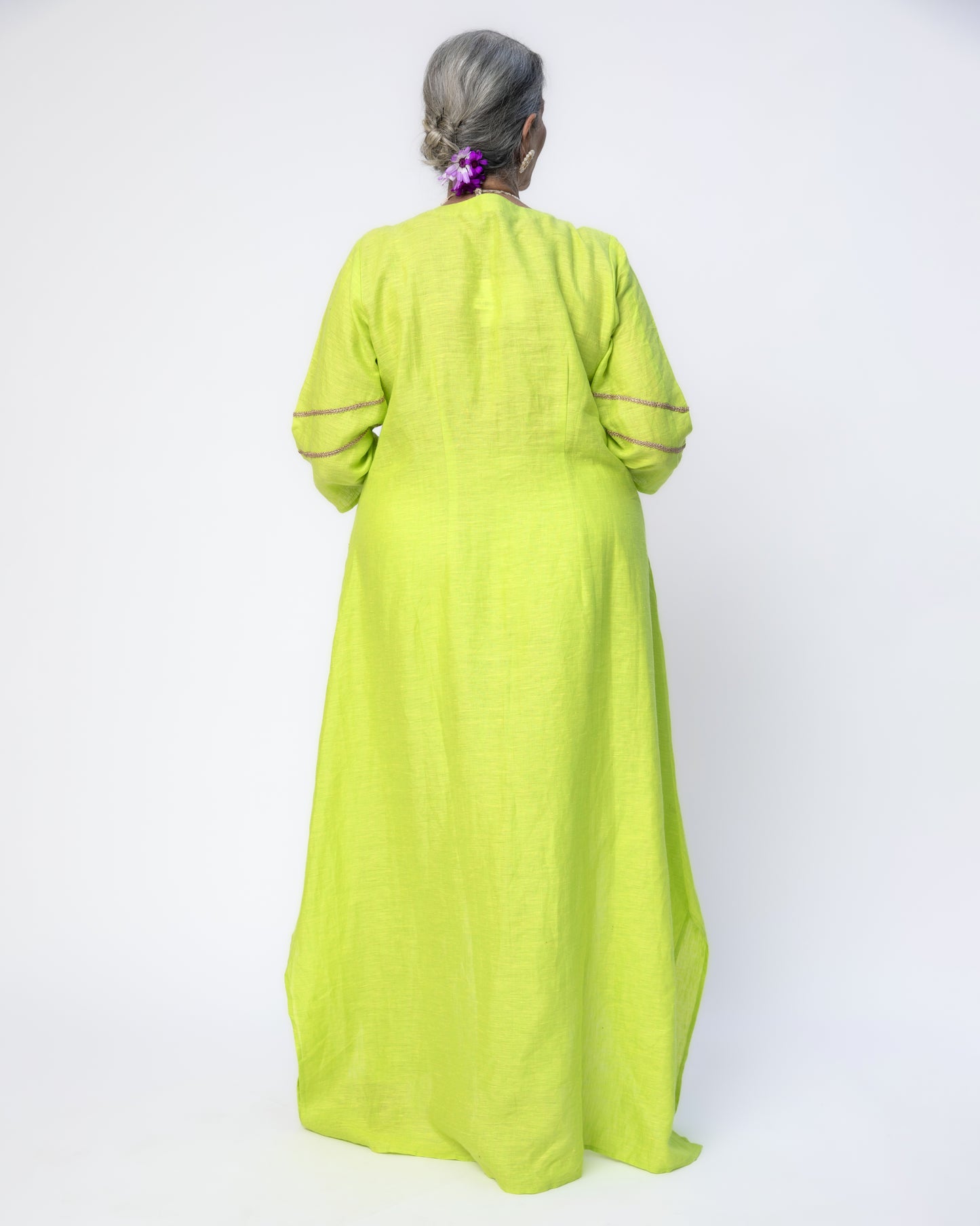 Lime Green Asymmetrical Tunic Set