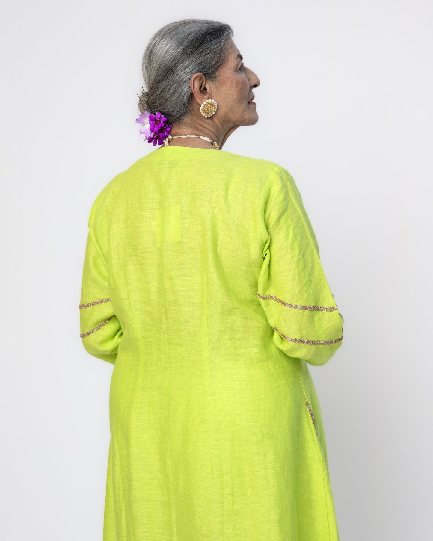Lime Green Asymmetrical Tunic Set
