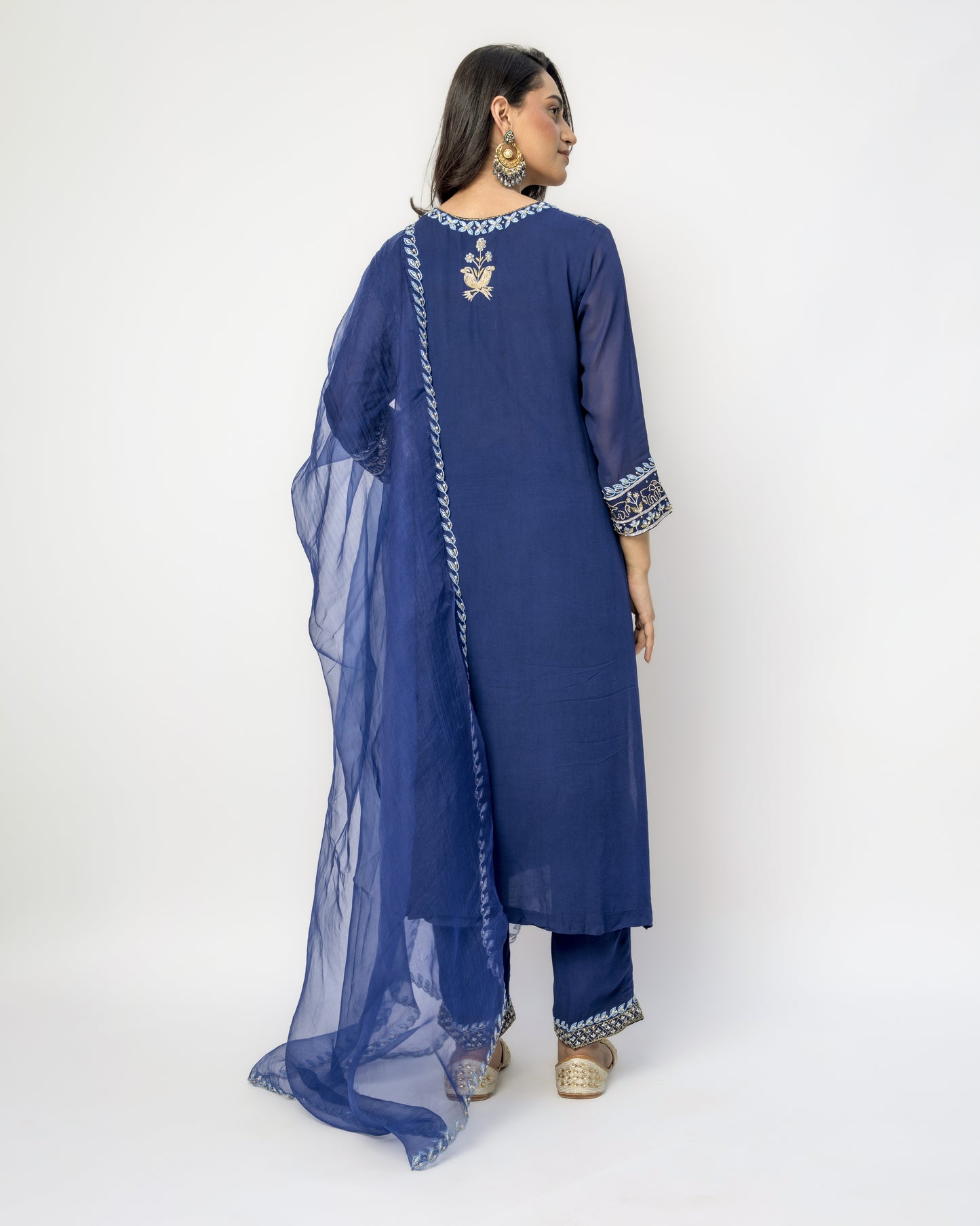 Blue Tunic Set with Embroidery