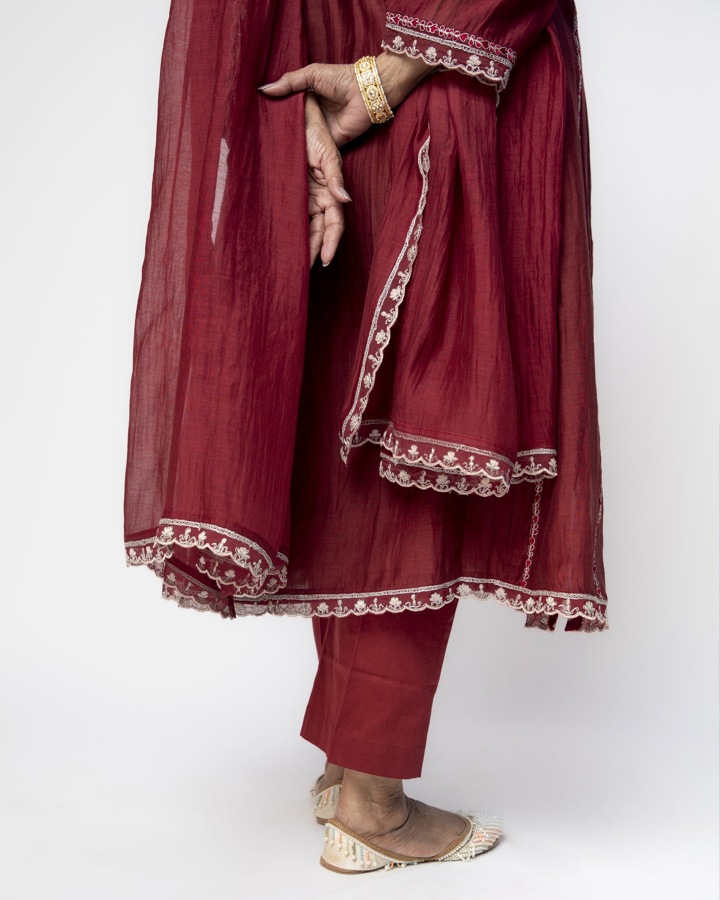 Maroon Classy Kali Tunic Set and Dupatta