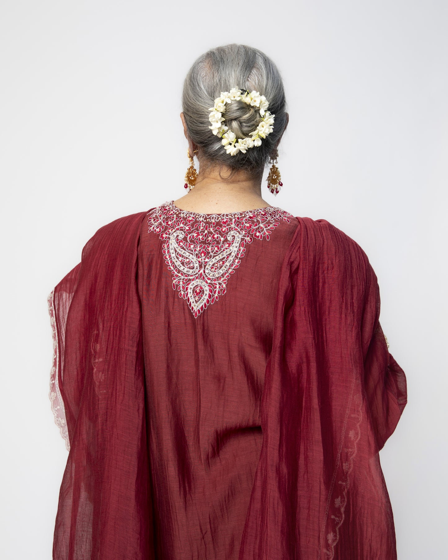 Maroon Classy Kali Tunic Set and Dupatta