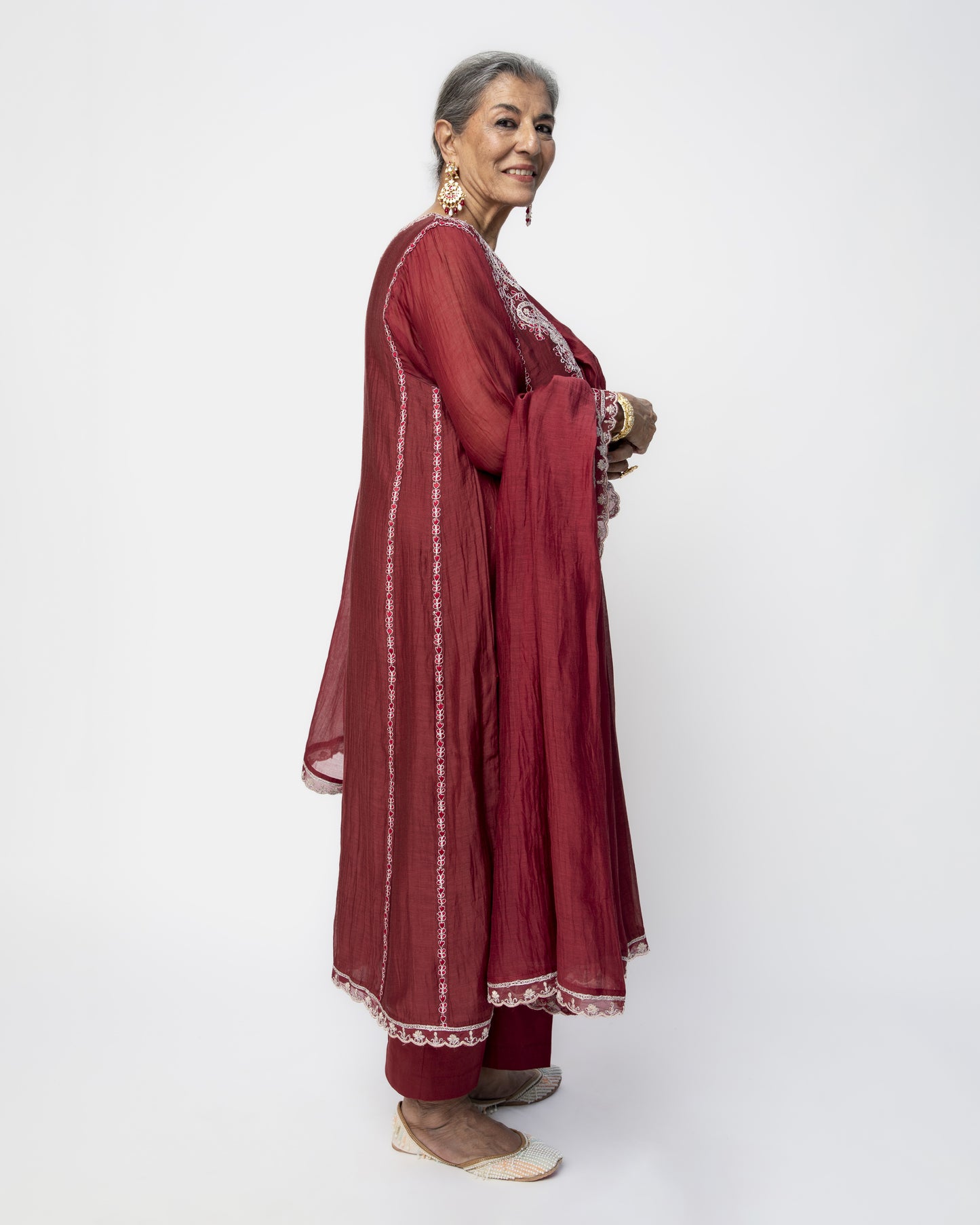 Maroon Classy Kali Tunic Set and Dupatta