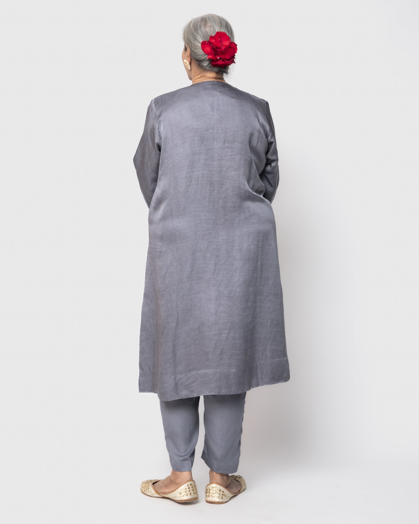 Steel Grey Tunic Set with Pearl & Sequin