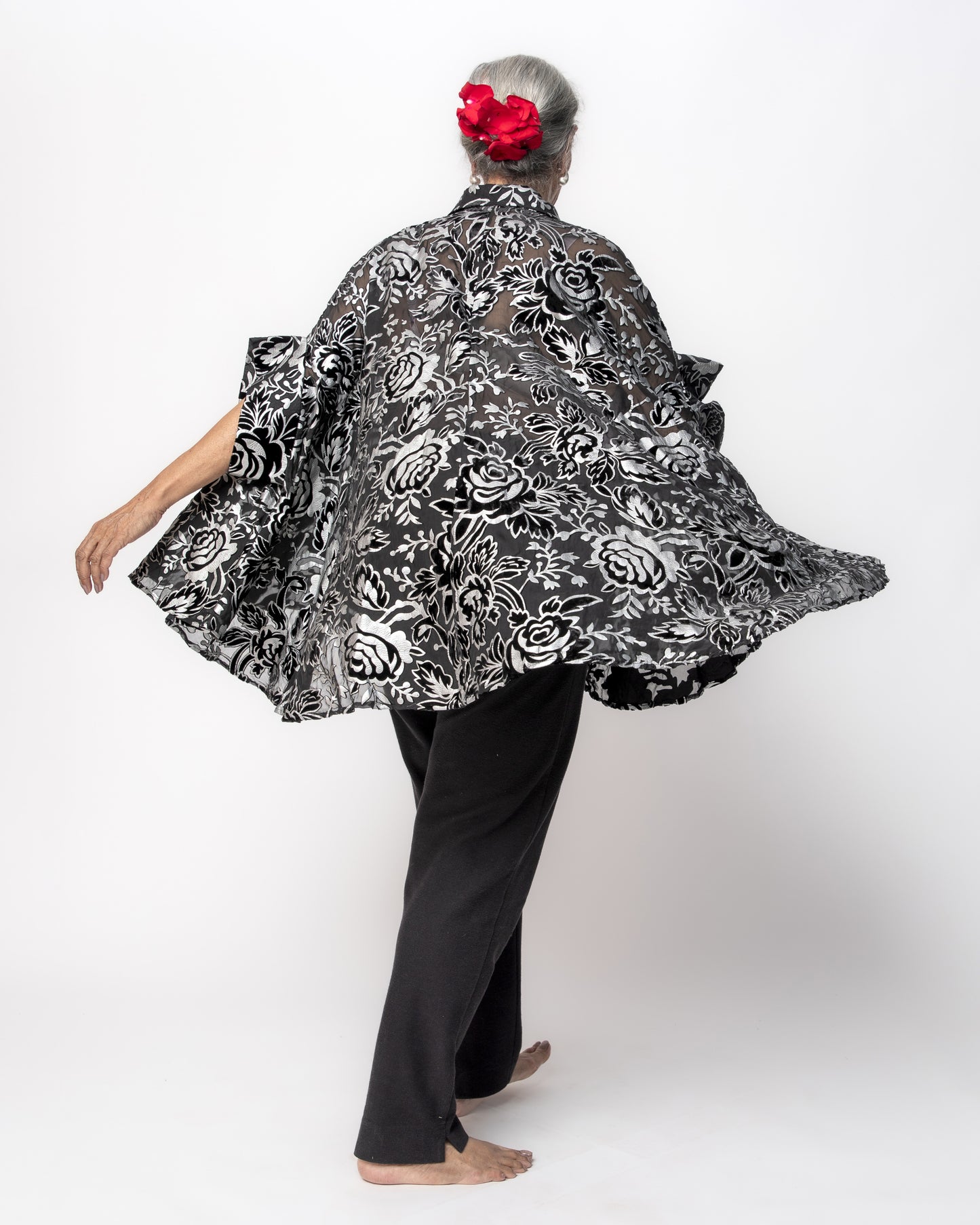 Devoré Velvet Cape Shirt Black