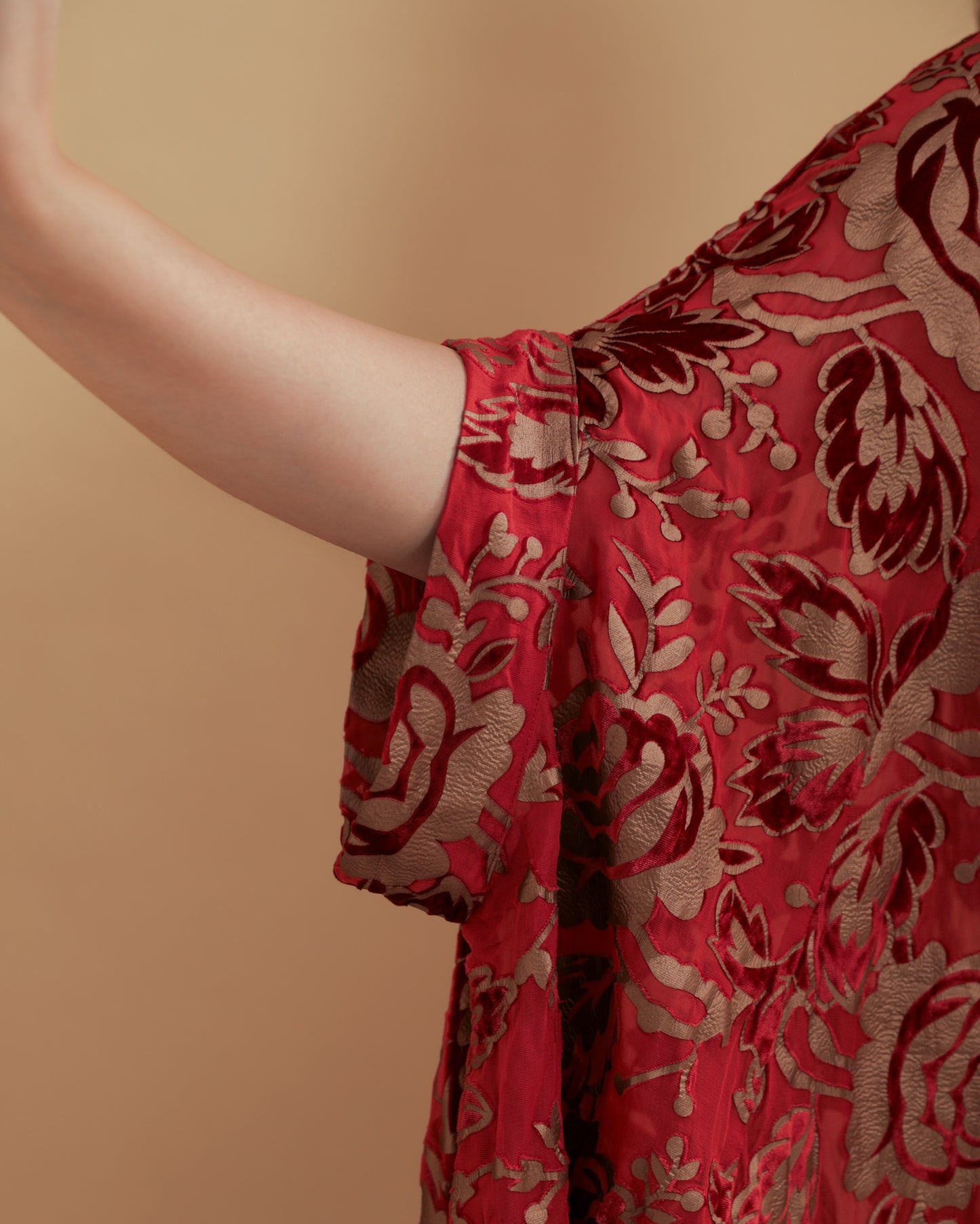 Devoré Velvet Cape Shirt Mahroom