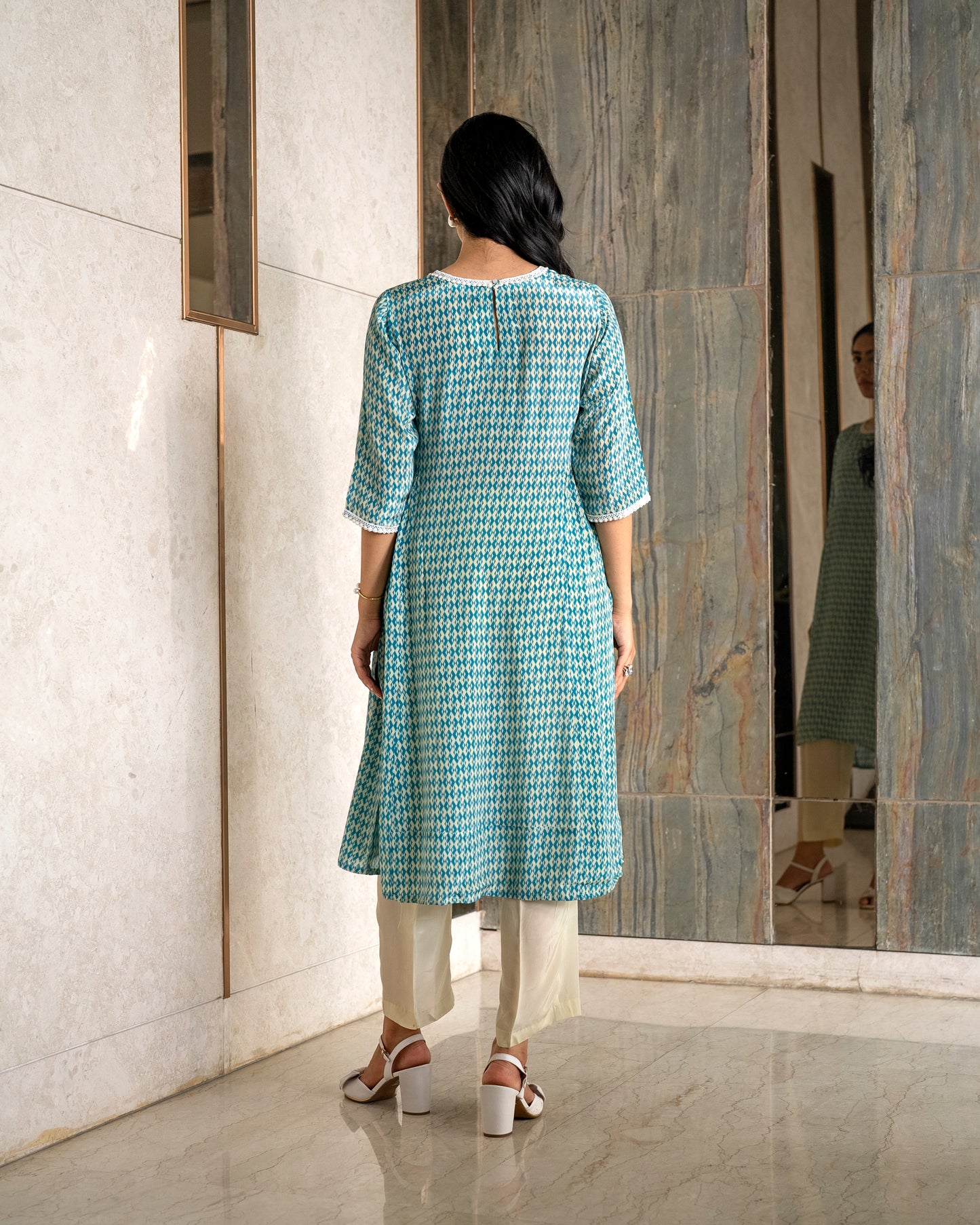Printed Crepe Tunic Set - TURK