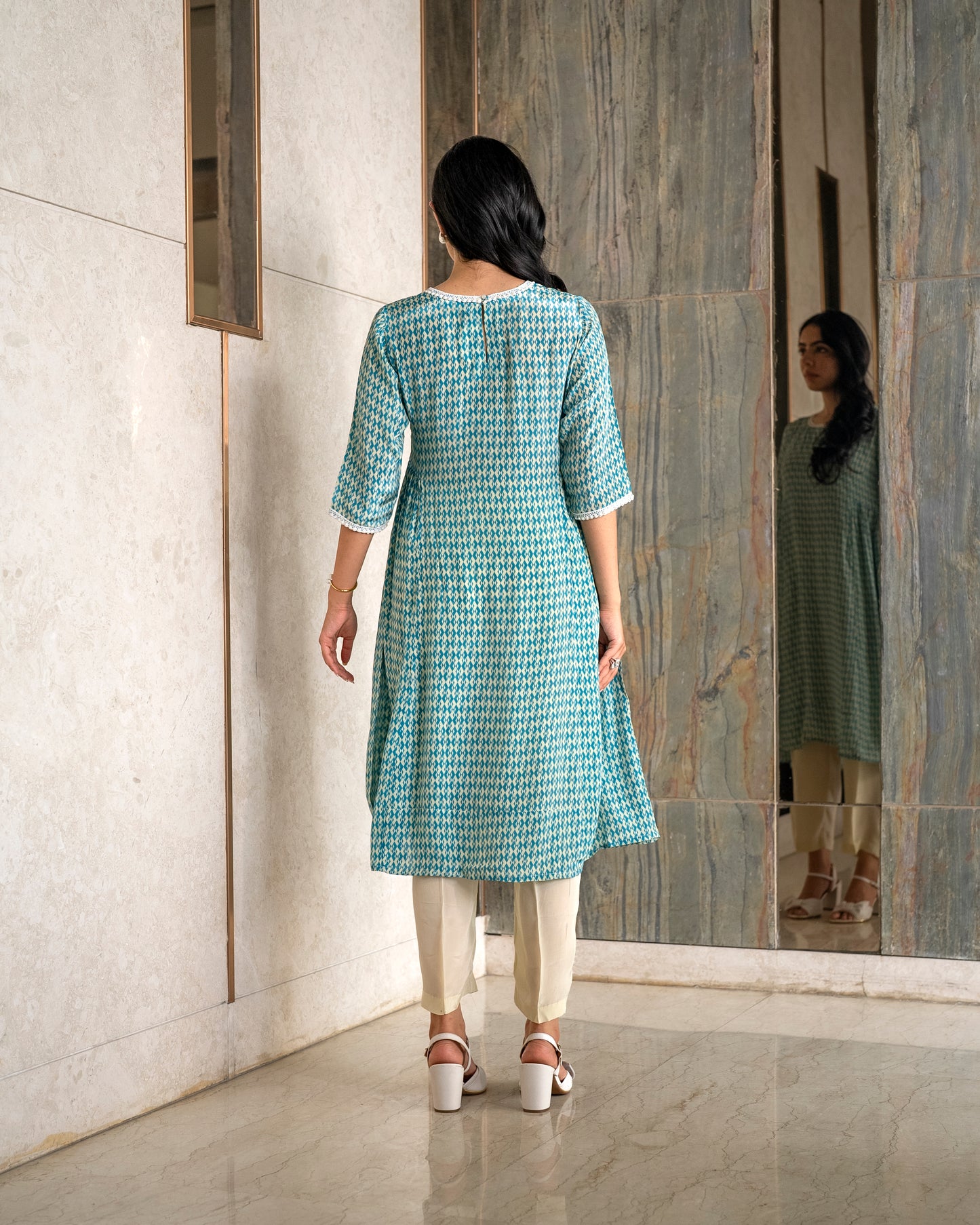 Printed Crepe Tunic Set - TURK
