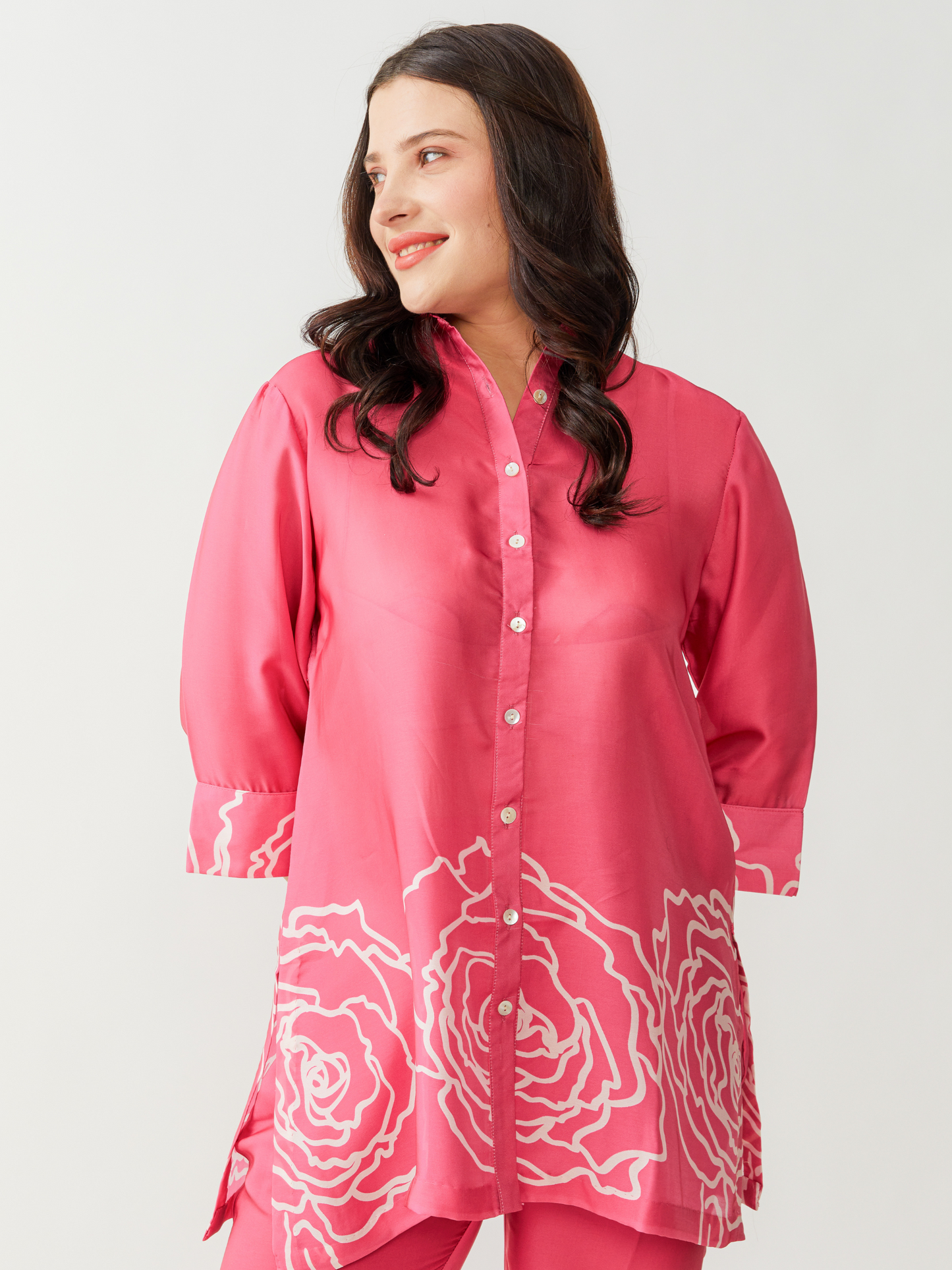 Fika Fushcia Co-Ord Set With Beautiful Border Print