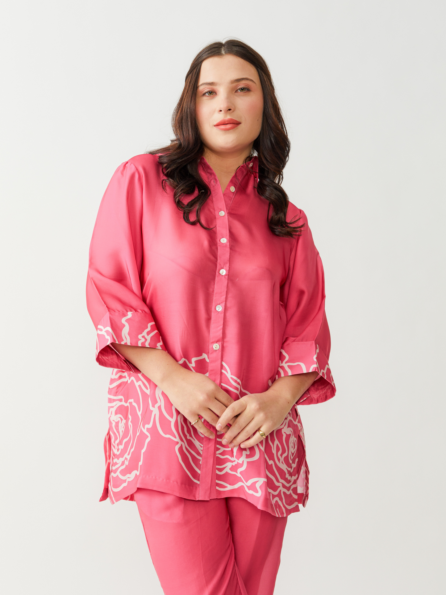 Fika Fushcia Co-Ord Set With Beautiful Border Print