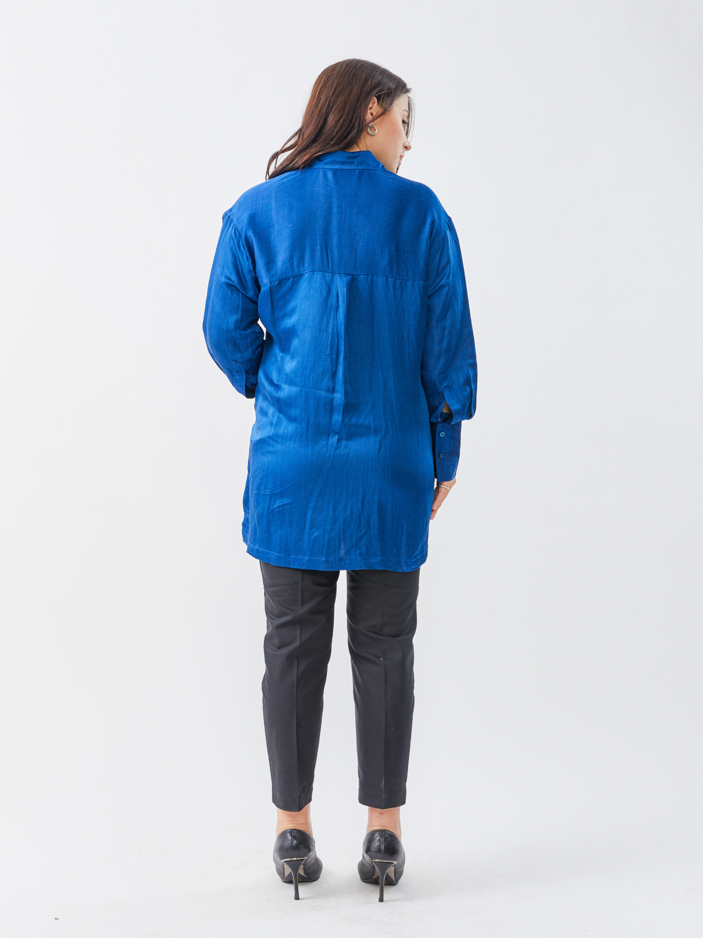 Fete Space Blue Shirt With Matalic Hand Embroidery