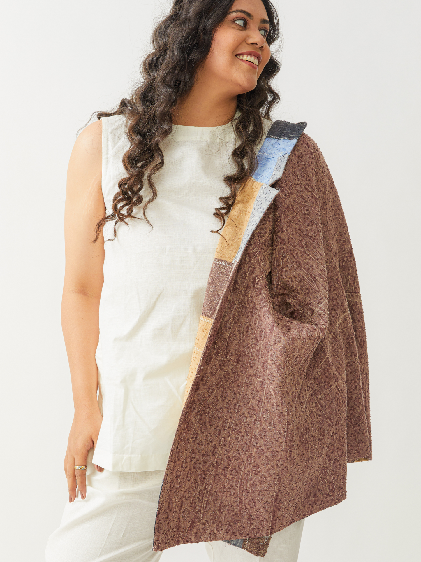 Boho Reversible Brown Beggars Patch Jacket