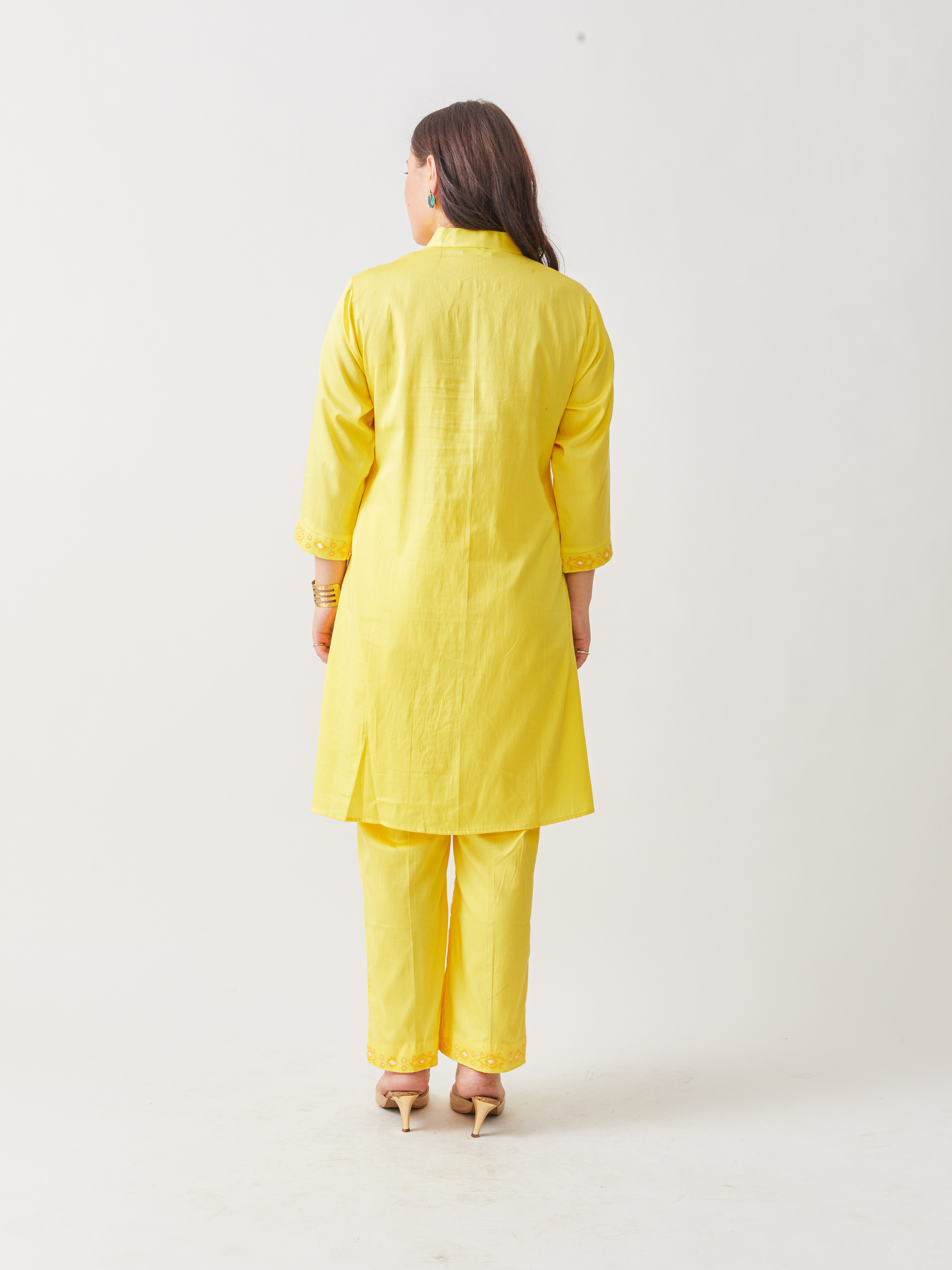 Fika Yellow Tunic Set With Beautiful Folk Embroidery