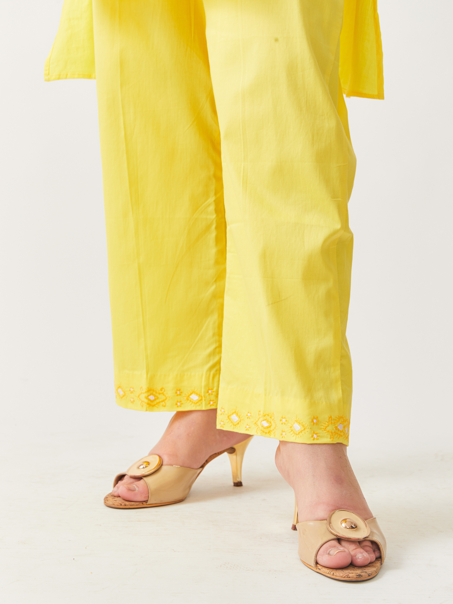 Fika Yellow Tunic Set With Beautiful Folk Embroidery