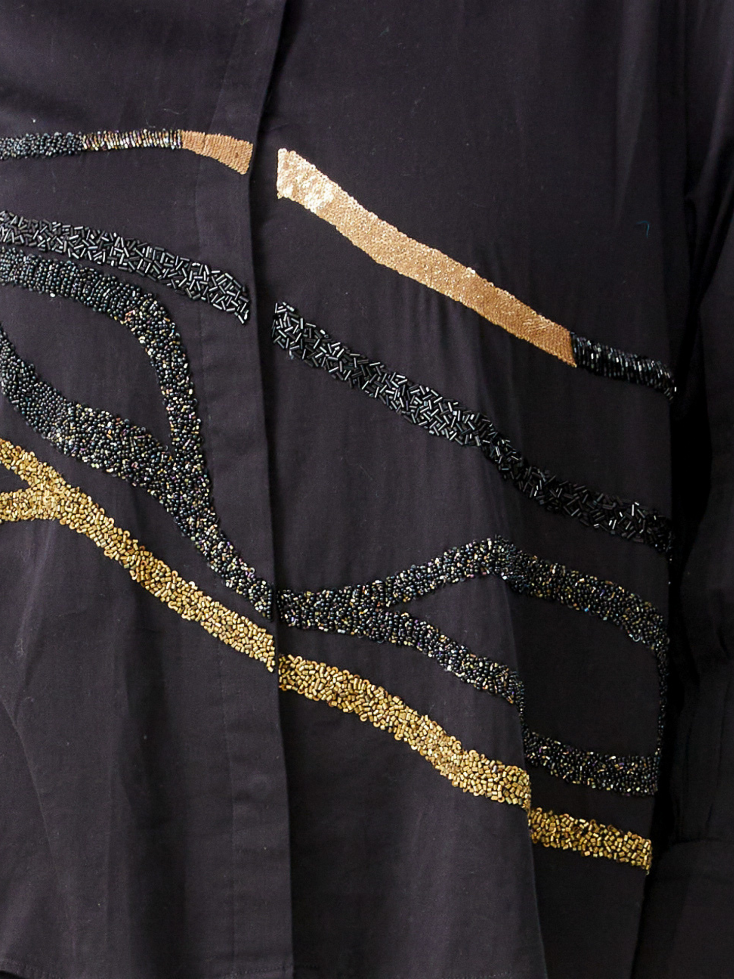 Emma Black Shirt With Antique Hand Embroidery