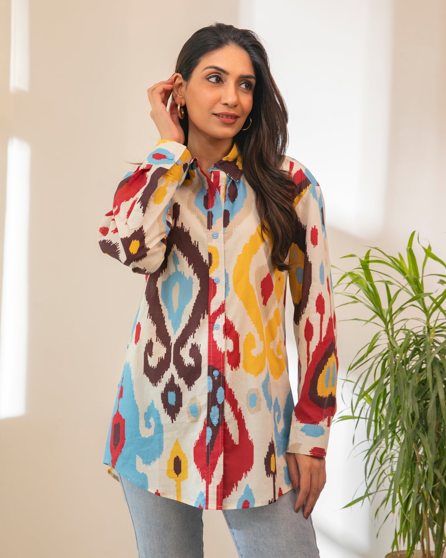 Ikat Button Down Cotton Shirt