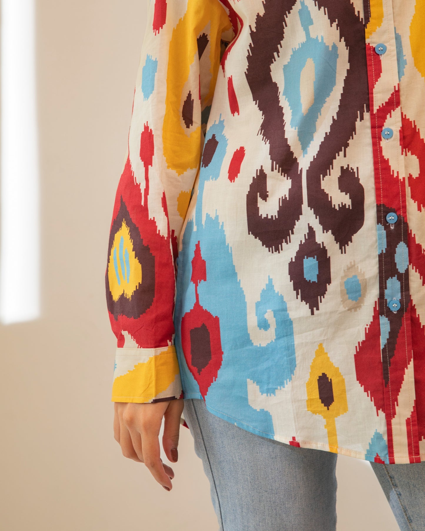Ikat Button Down Cotton Shirt