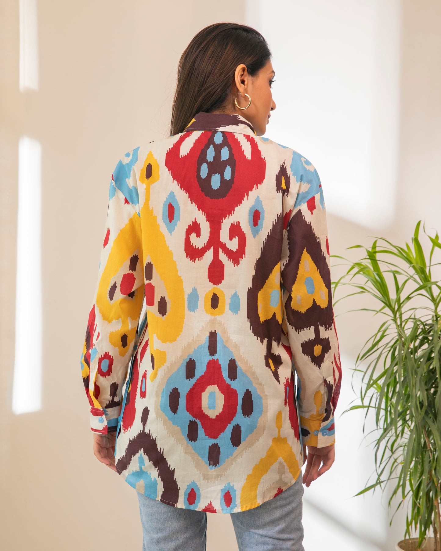 Ikat Button Down Cotton Shirt