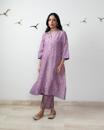 Festive Purple Tissue Georgette Tunic Set