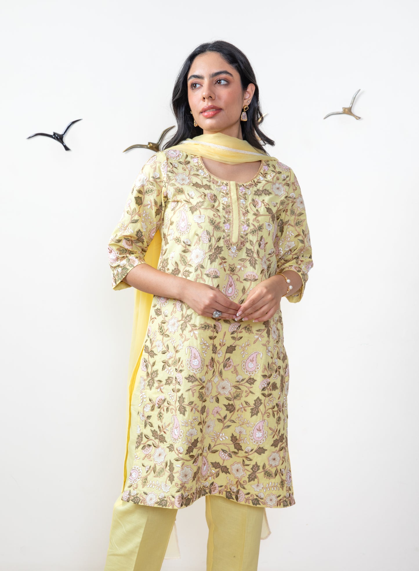 Classy Tunic Set With Chiffon Dupatta