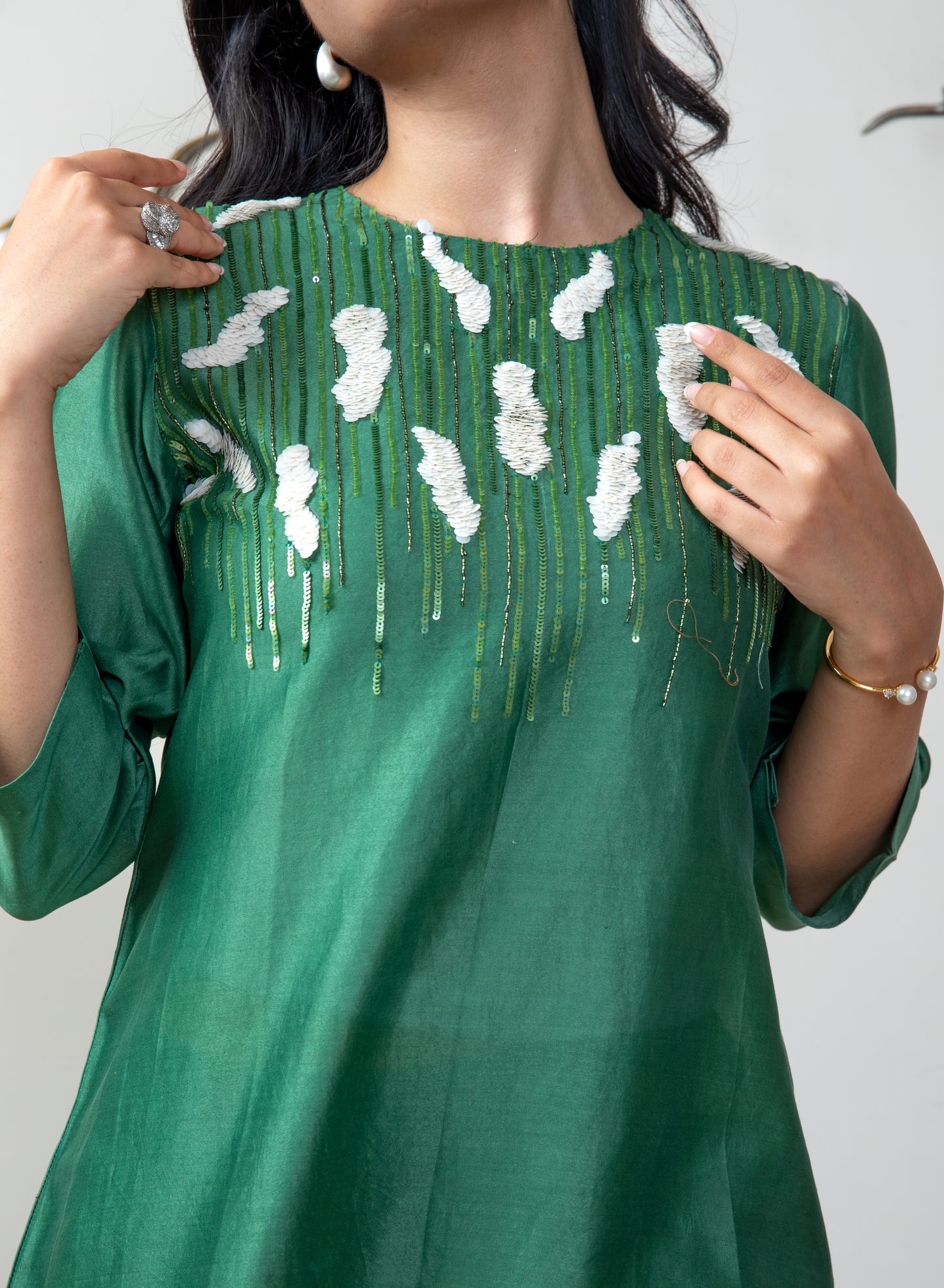 Leaf green chanderi silk co-ord set